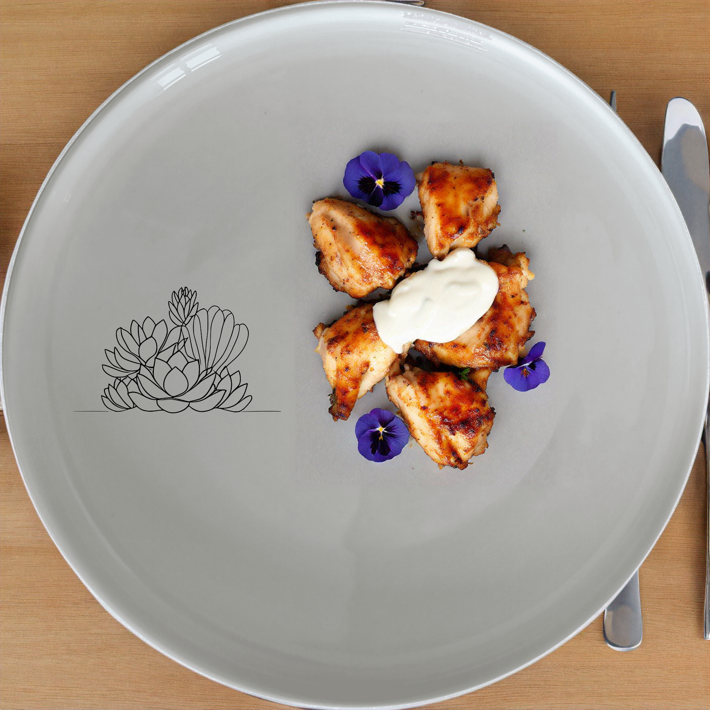 The Succulent Garden Dinnerware Set of 12 - Range 2 features elegant ceramic plates with a modern, minimalist design, perfect for any dining occasion.