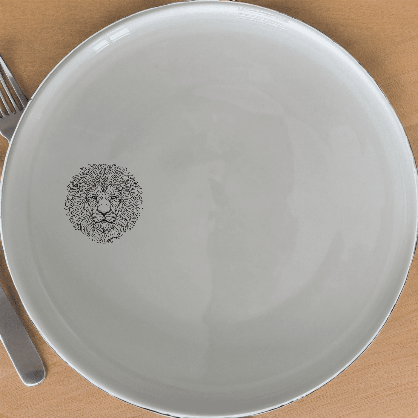Staring Lion Side Plate Set of 4 - Range 1 is a stylish and elegant set of four side plates featuring a striking lion design, perfect for any dining table.