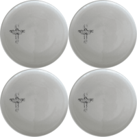 Crucifixion Jesus Side Plate Set of 4 - Range 1 is a beautifully designed set of four side plates featuring a detailed illustration of Jesus on the cross. Perfect for adding a touch of religious artistry to your dining table.