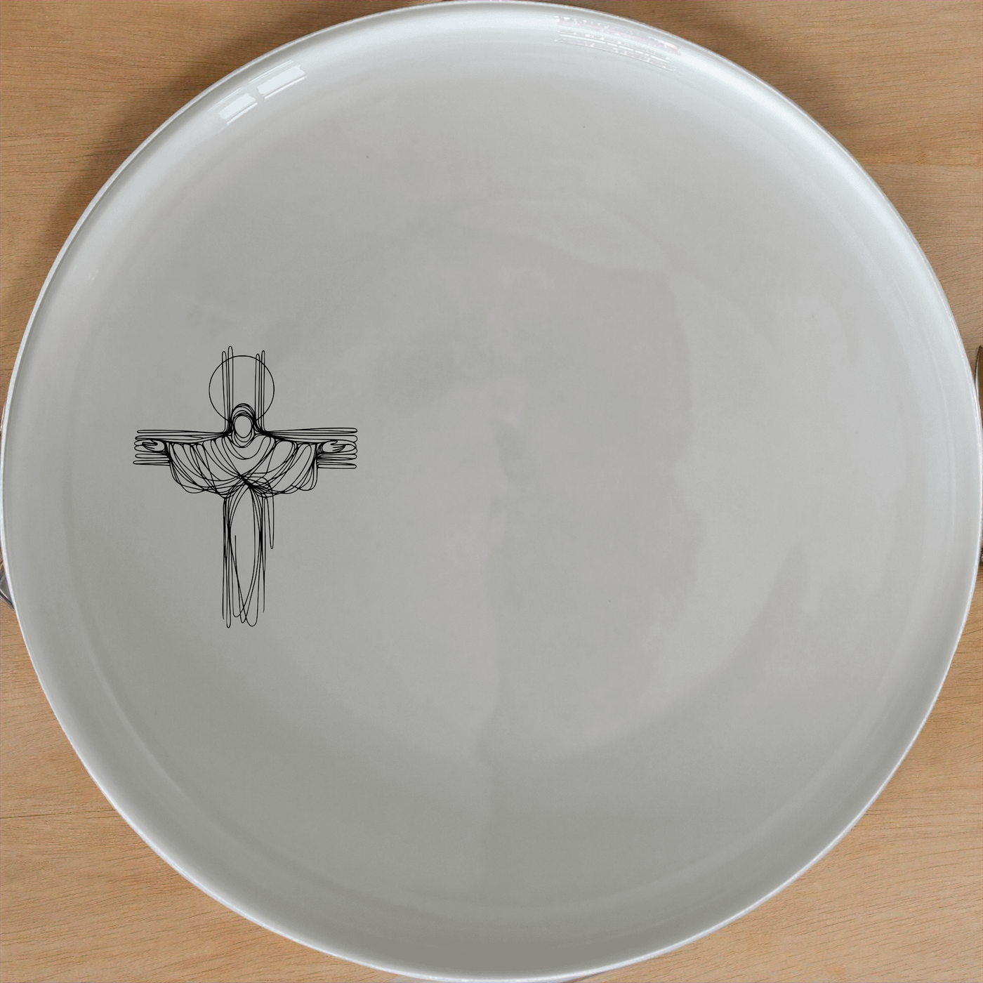 Crucifixion Jesus Side Plate Set of 4 - Range 1 is a beautifully designed set of four side plates featuring a detailed illustration of Jesus on the cross. Perfect for adding a touch of religious artistry to your dining table.