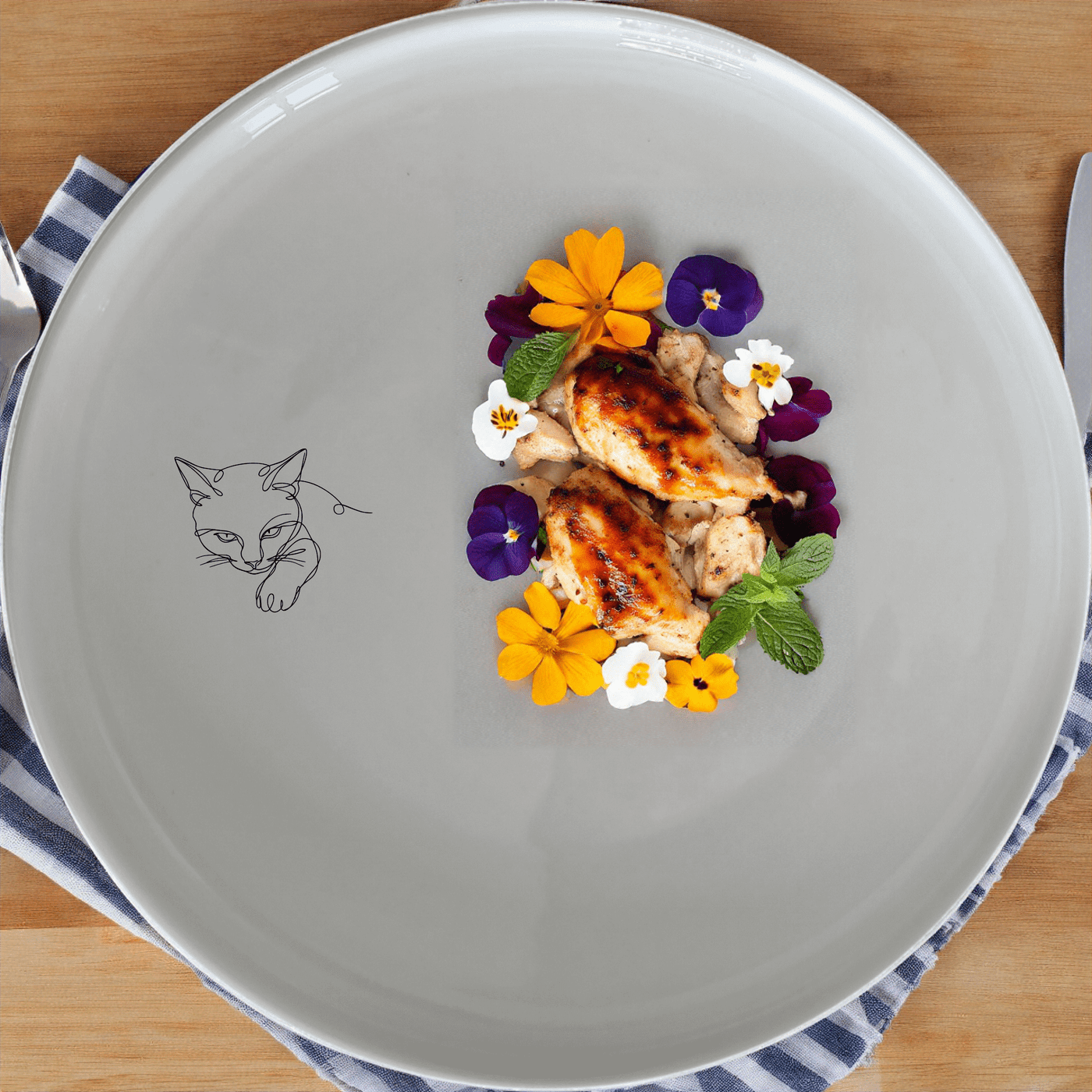 Minimalist Cat Coco Side Plate Set of 4 - Range 1, a stylish and modern addition to your dining table.