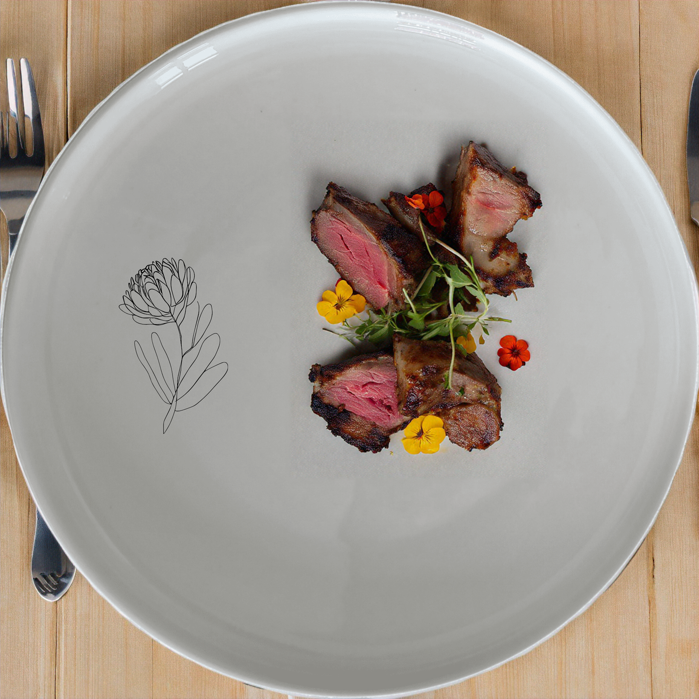 The Western Cape Fynbos Dinnerware Set of 12 - Range 3 features delicate botanical designs, perfect for elevating everyday meals with a touch of nature.