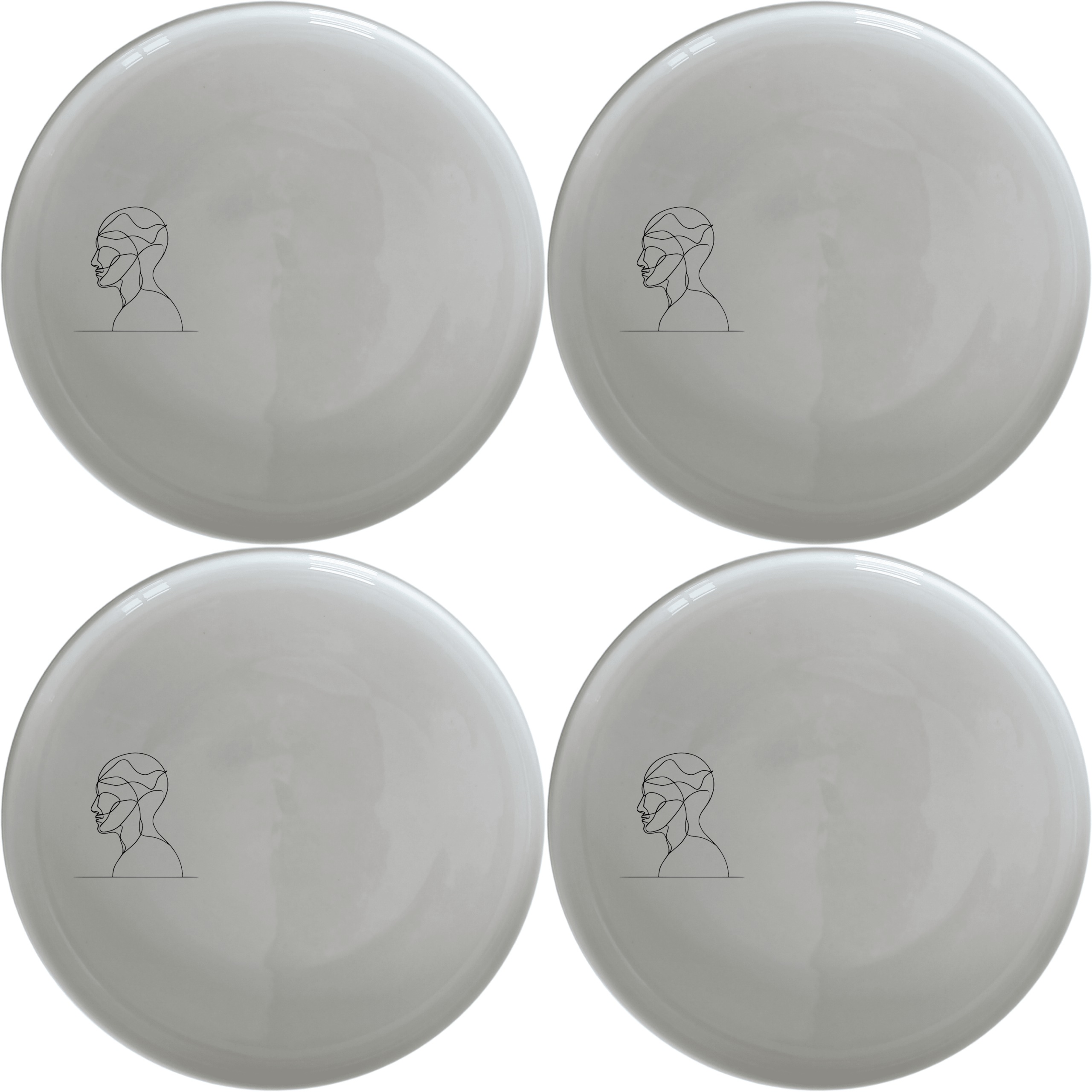 Your Imagination Human Conscience Side Plate Set of 4 - Range 2 adds artistic flair to any dining setting with its unique design.