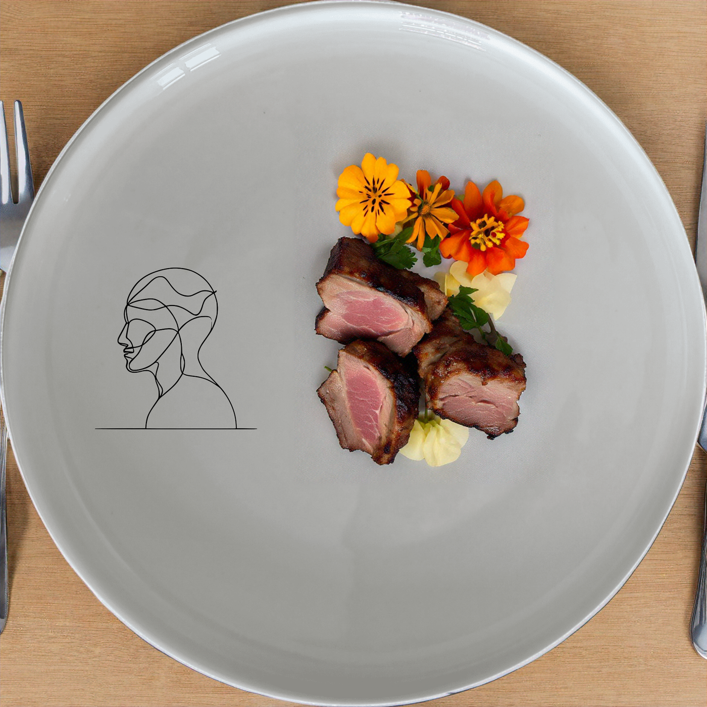 The Your Imagination of Human Conscience Dinner Set of 12 offers a unique and artistic dining experience with modern, minimalist design elements.