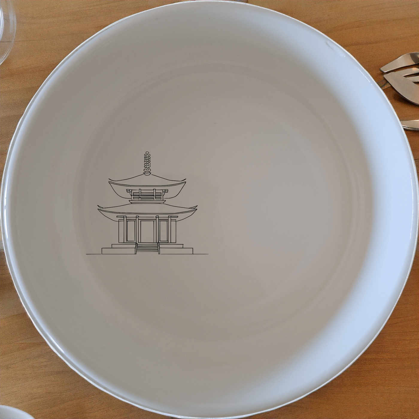 Abstract Japanese Shinto Temple Bowl Set of 4 - Range 2 is a stylish and elegant set of four ceramic bowls featuring a minimalist design inspired by traditional Japanese architecture.