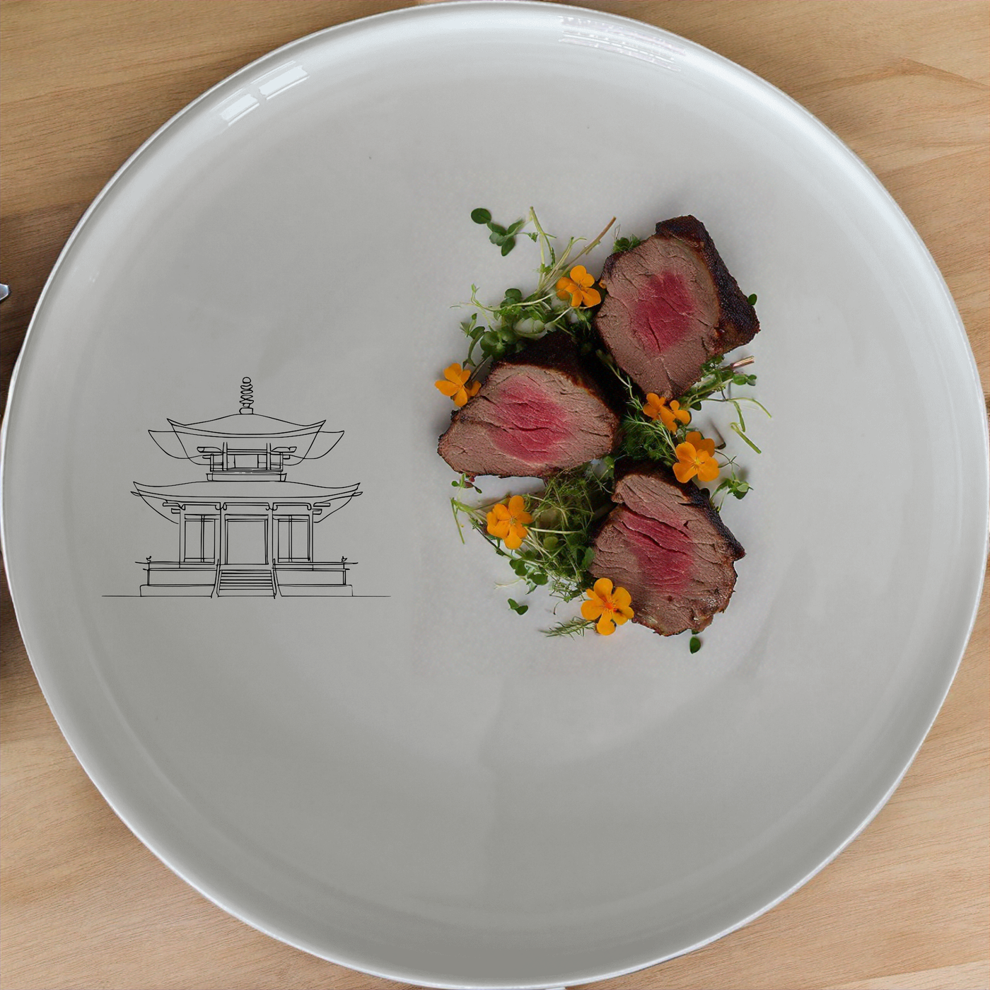 Abstract Japanese Shinto Temple Dinner Plate Set of 4 - Range 1 offers a unique and elegant design perfect for any dining occasion.