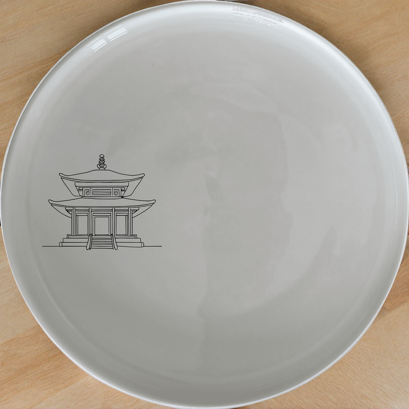 Abstract Japanese Shinto Temple Side Plate Set of 4 - Range 4 offers elegant, minimalist design perfect for modern dining.