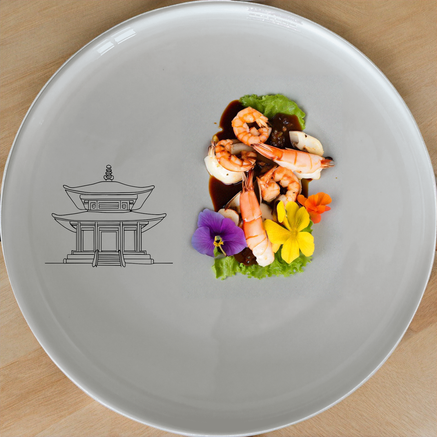 Abstract Japanese Shinto Temple Side Plate Set of 4 - Range 4 offers elegant, minimalist design perfect for modern dining.