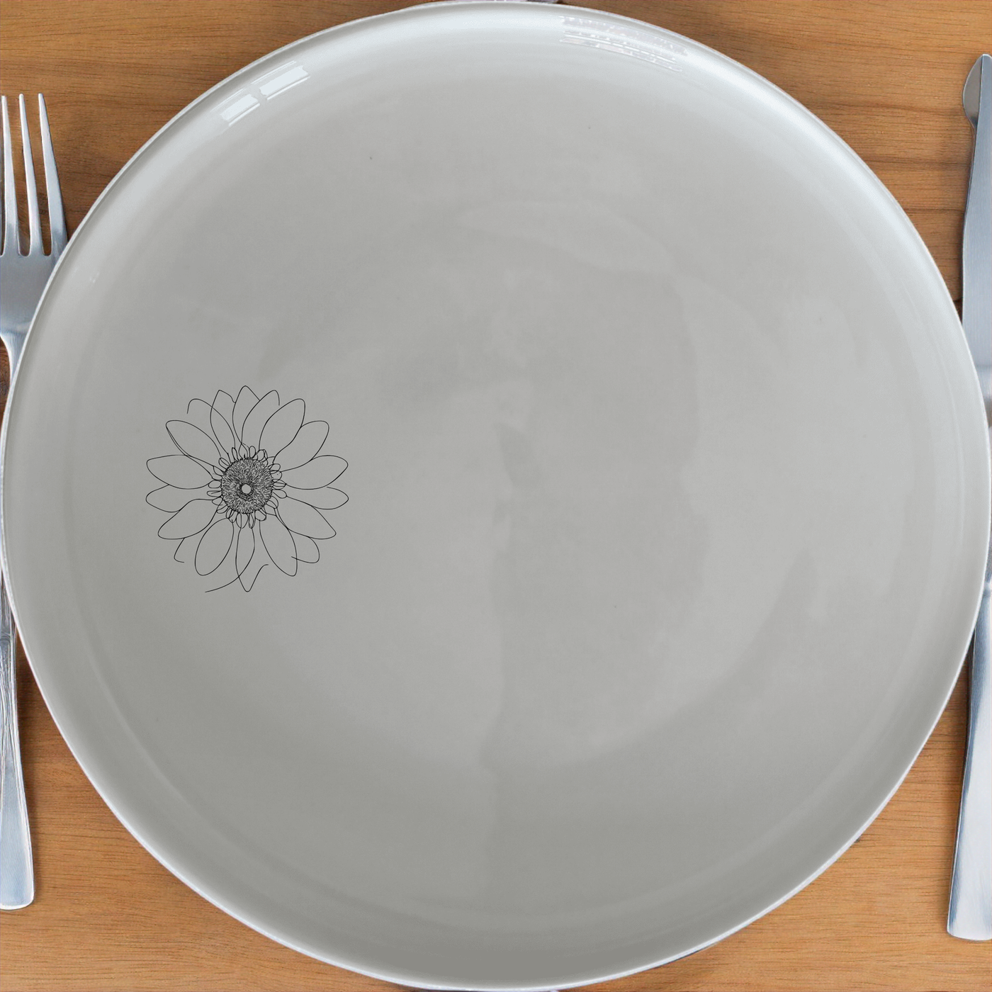 Sun Flower Dinner Plate Set of 4 - Range 4 is a stunning set of four dinner plates featuring a delicate sun flower design, perfect for any dining occasion.