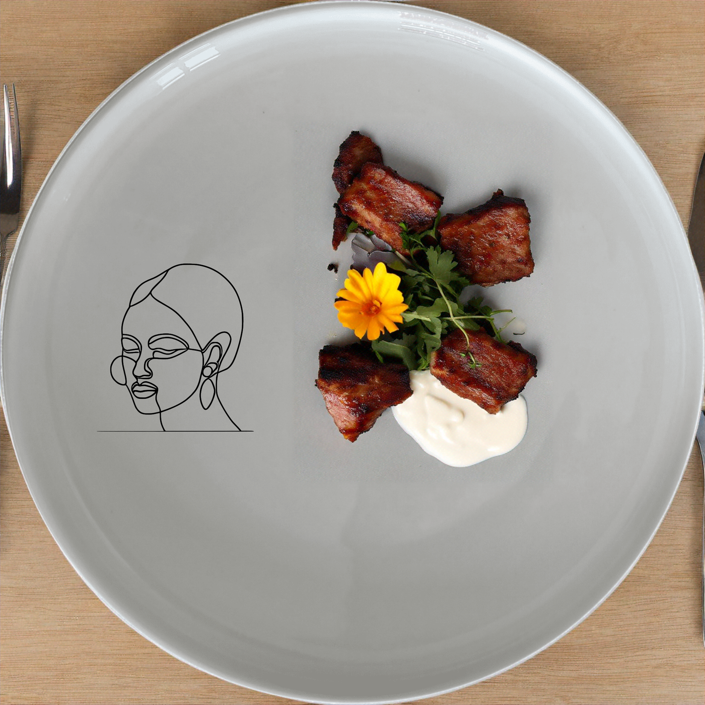 Face Of Maasi Young Woman Side Plate Set of 4 - Range 1 adds a modern touch to your dining table with its sleek design and artistic flair.