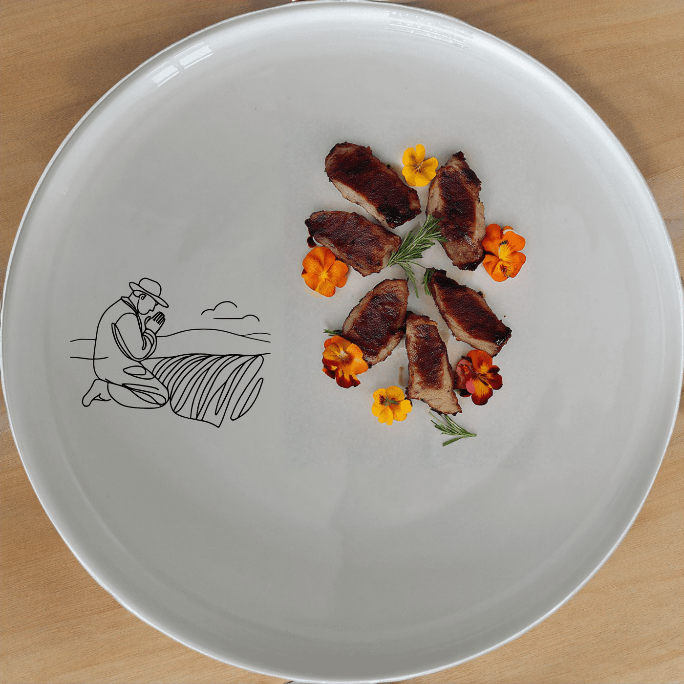 Farmer Praying Field Side Plate Set of 4 - Range 3 offers a unique and artistic design perfect for any dining table.