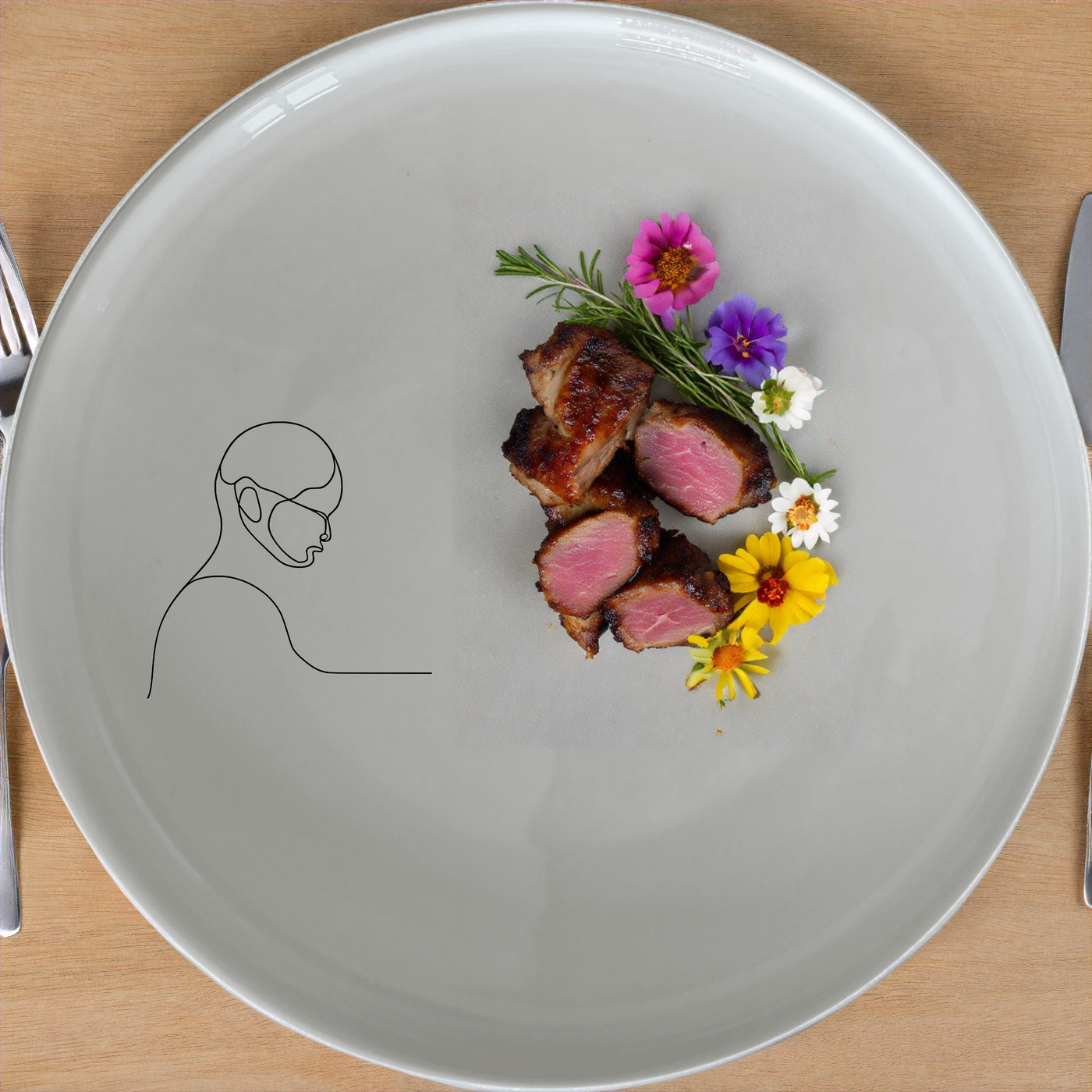 The Abstract Human Soul Dinner Set of 12 features minimalist line art designs, perfect for modern and contemporary dining settings.