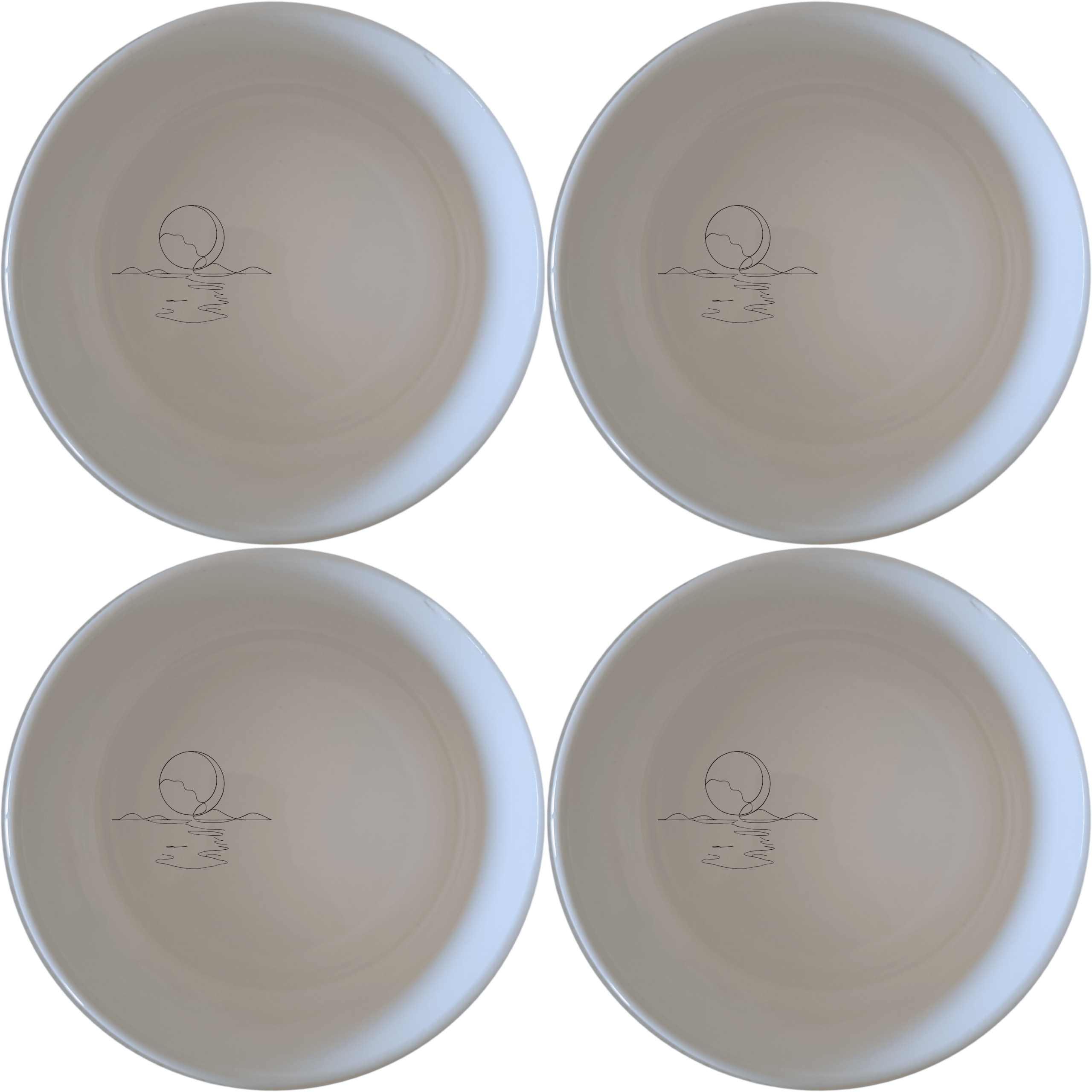 Reflections Water Moon Bowl Set of 4 - Range 1 adds a serene touch to your table setting with minimalist design and modern appeal.