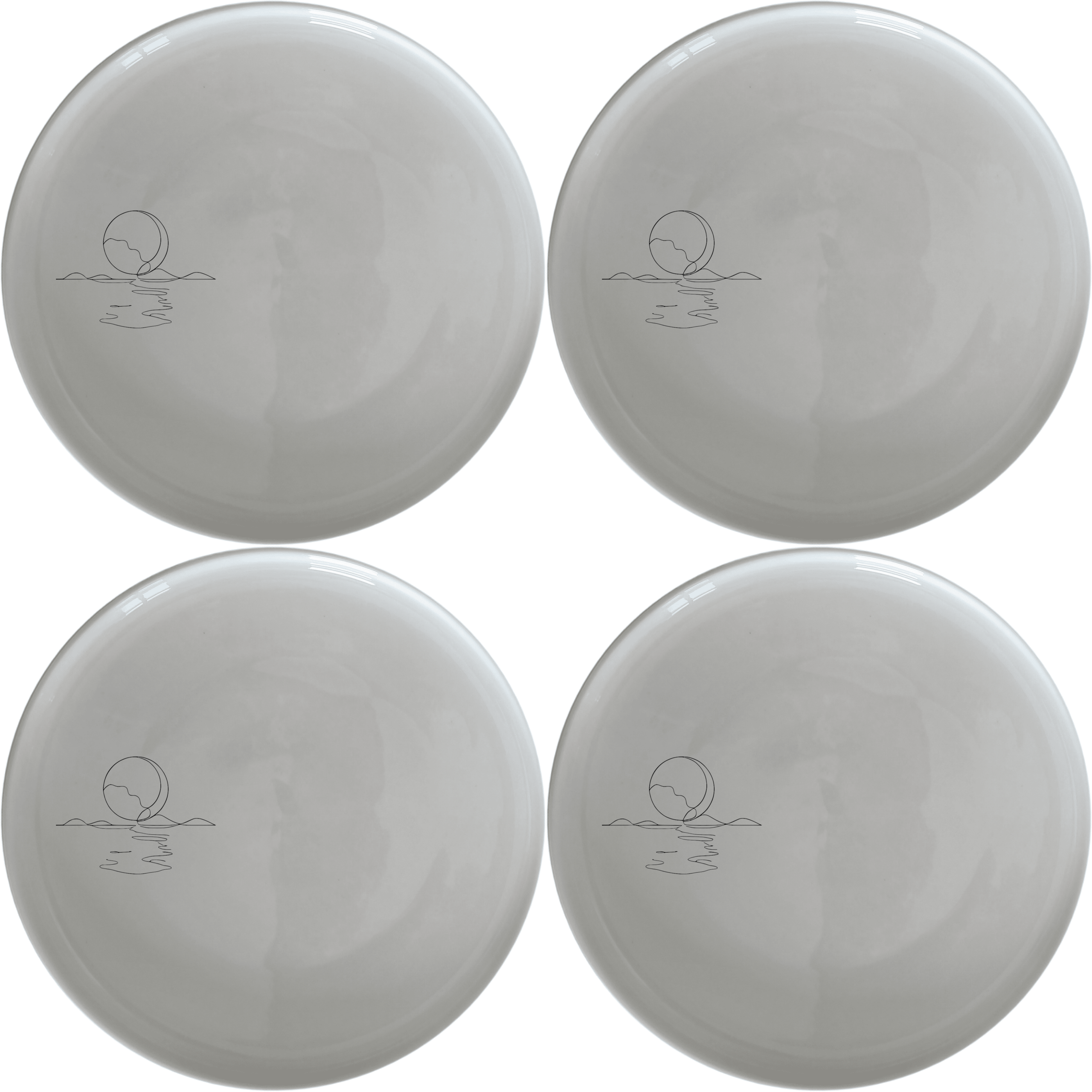 Reflections Water Moon Dinner Plate Set of 4 - Range 1 offers a serene and minimalist design perfect for any dining table.