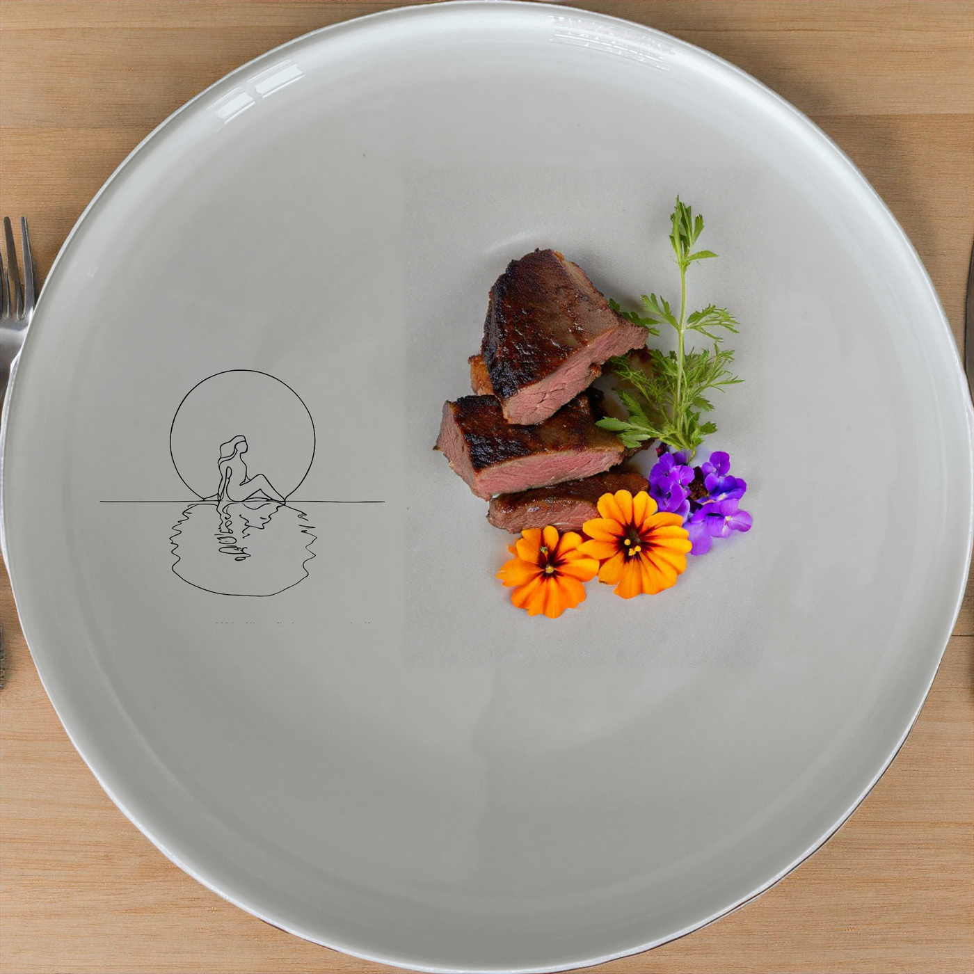 Reflections On Water Of Moon Dinner Set of 12 - Range 2 is a stunning collection of ceramic dinnerware featuring elegant, minimalist designs inspired by serene water reflections and lunar imagery.