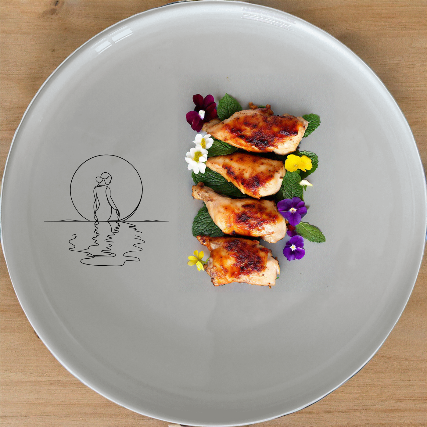 Reflections On Water Of Moon Dinner Set of 12 - Range 4 offers a serene and artistic dining experience with elegant, minimalist design.