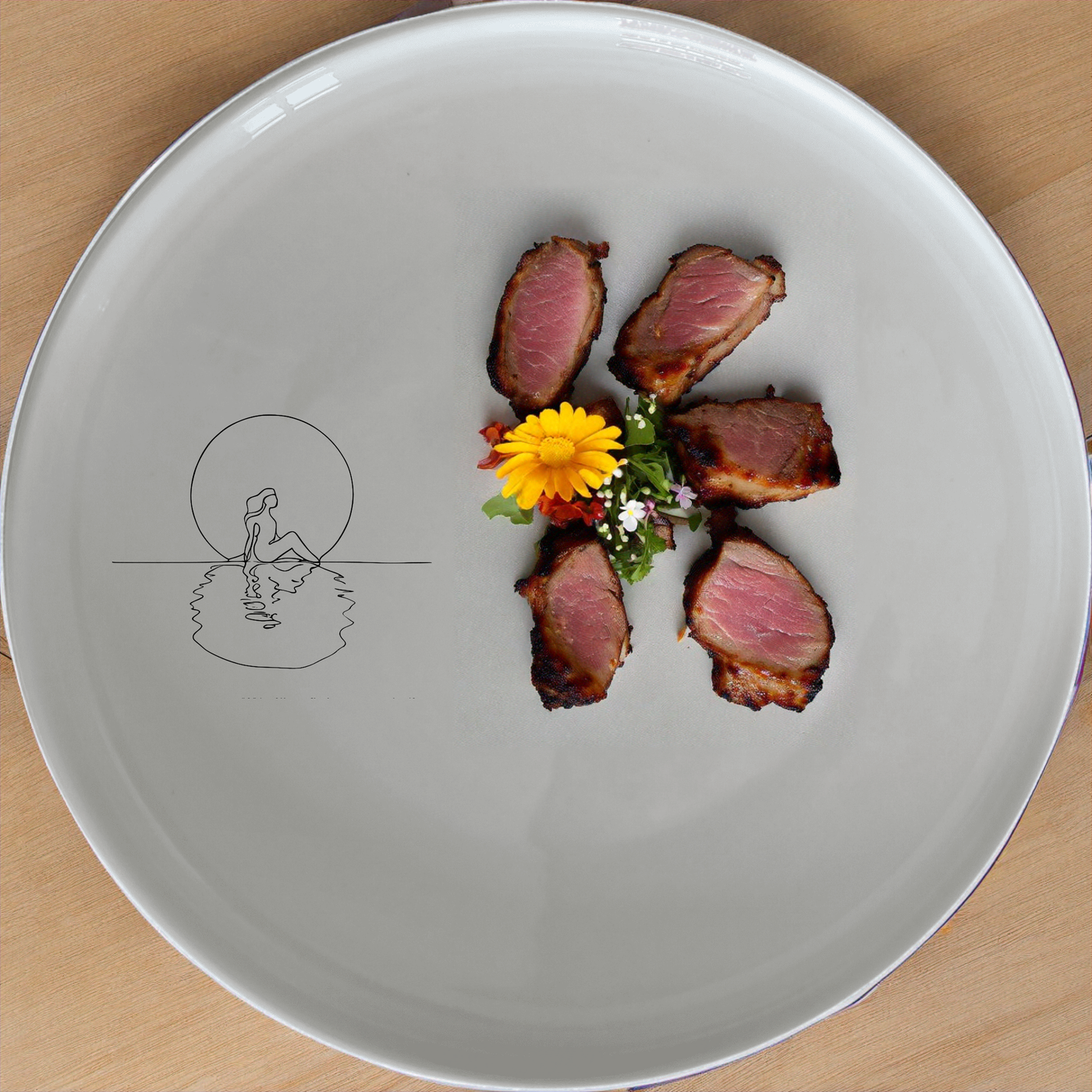 Reflections Water Moon Dinner Plate Set of 4 - Range 2 brings serene elegance to your dining table with its abstract design.