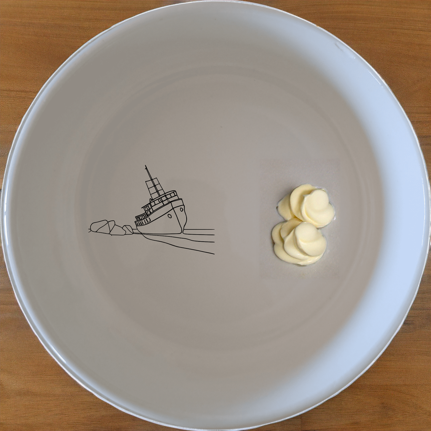 Wreck Desert Bowl Set of 4 - Range 2 is a charming set of four 12cm bowls, perfect for everyday use or special occasions. Crafted from ceramic, these bowls feature a unique shipwreck design on a white background. Ideal for adding a touch of nautical charm to your dining table.