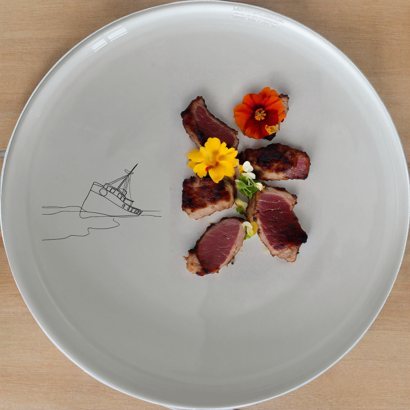 The Wreck Deserted Beach Side Plate Set of 4 - Range 1 is a captivating collection of ceramic plates featuring a minimalist shipwreck design, perfect for adding a touch of nautical charm to any dining setting.