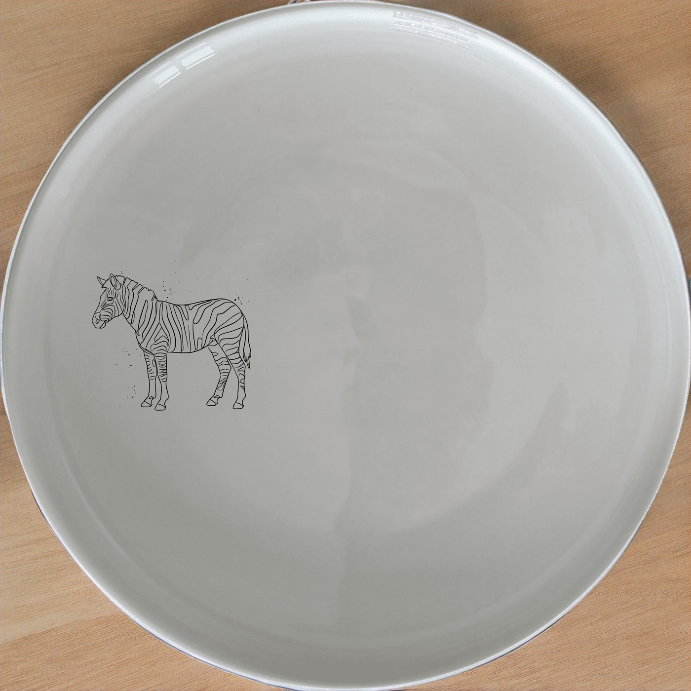 Zebra Line Art Dinner Plate Set of 4 - Range 1 features elegant zebra designs on white ceramic plates, perfect for modern dining.
