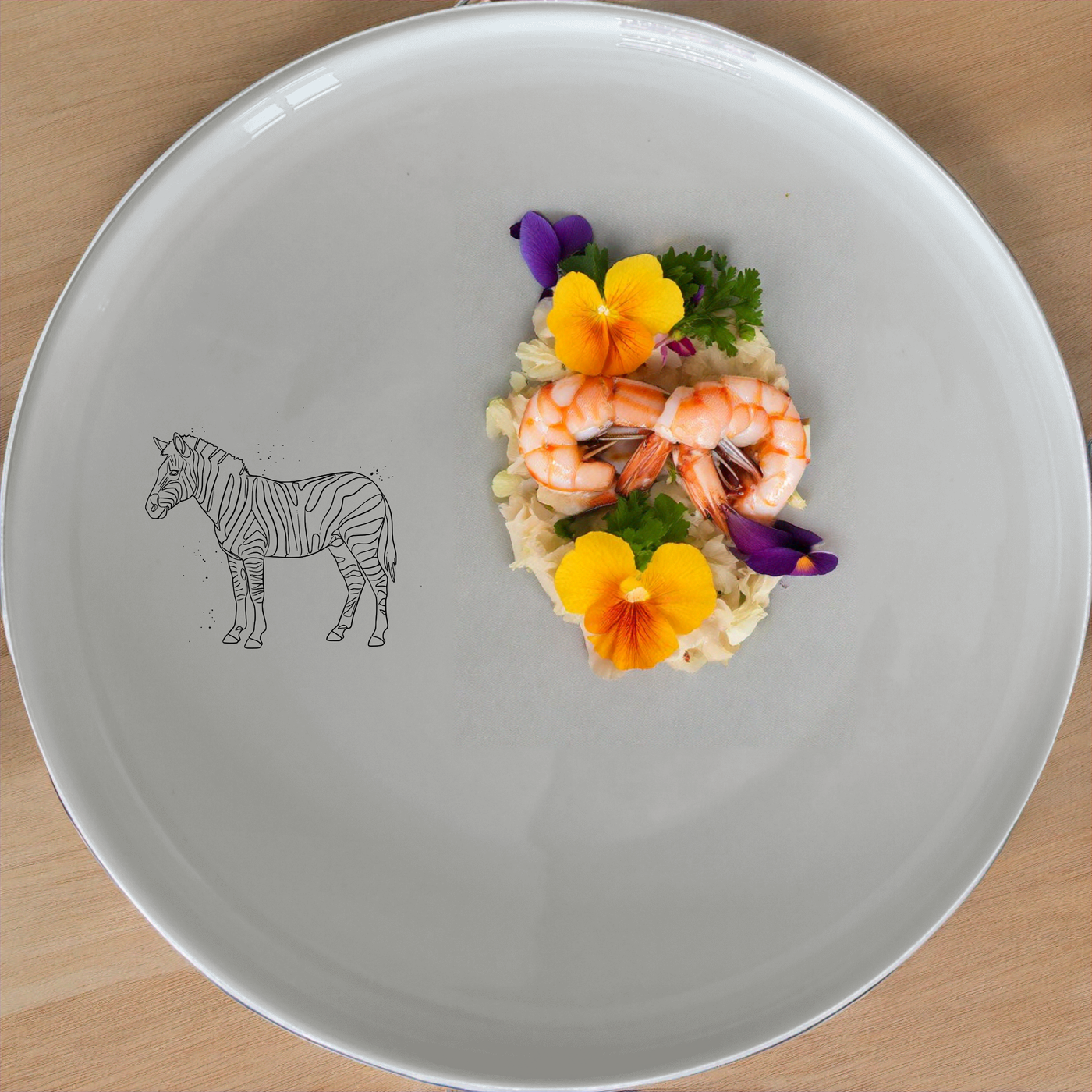 Zebra Line Art Dinner Plate Set of 4 - Range 1 features elegant zebra designs on white ceramic plates, perfect for modern dining.