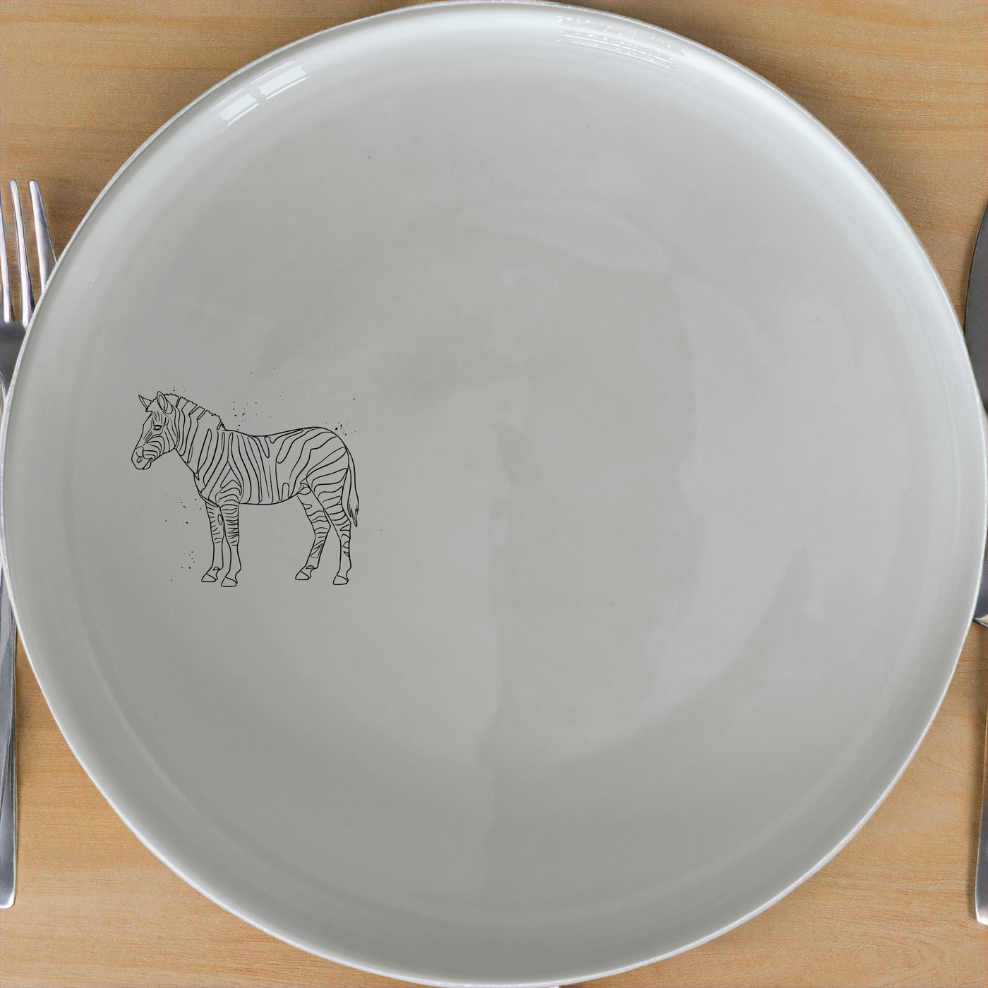 Zebra Line Art Side Plate Set of 4 - Range 1 adds a modern touch to your dining table with sleek zebra illustrations.