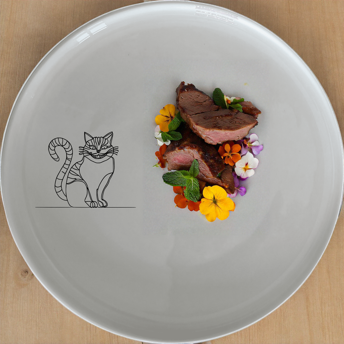 The Alice Wonderland Cheshire Cat Dinner Set of 12 brings whimsical charm to your table with its iconic character design.