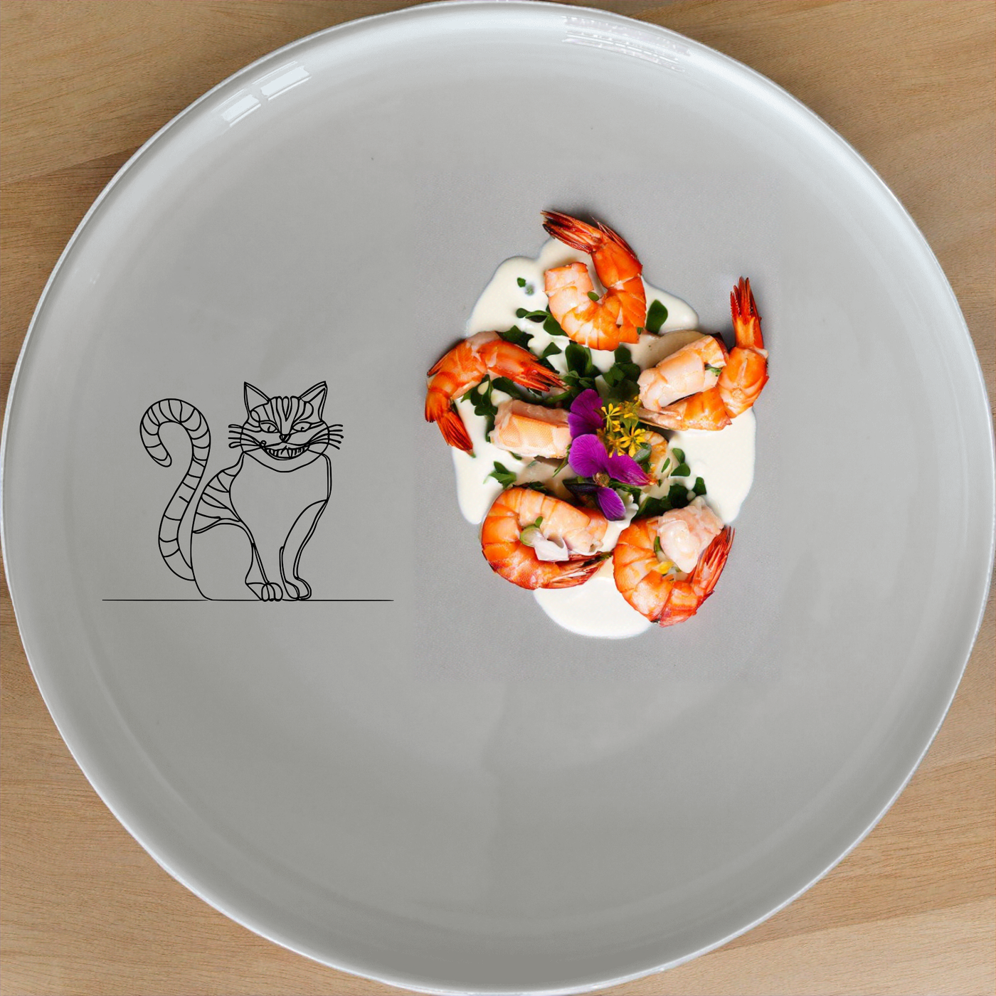 Cheshire Cat Side Plate Set of 4 - Range 3 is a charming addition to any dining set, featuring the iconic character in a minimalist design.