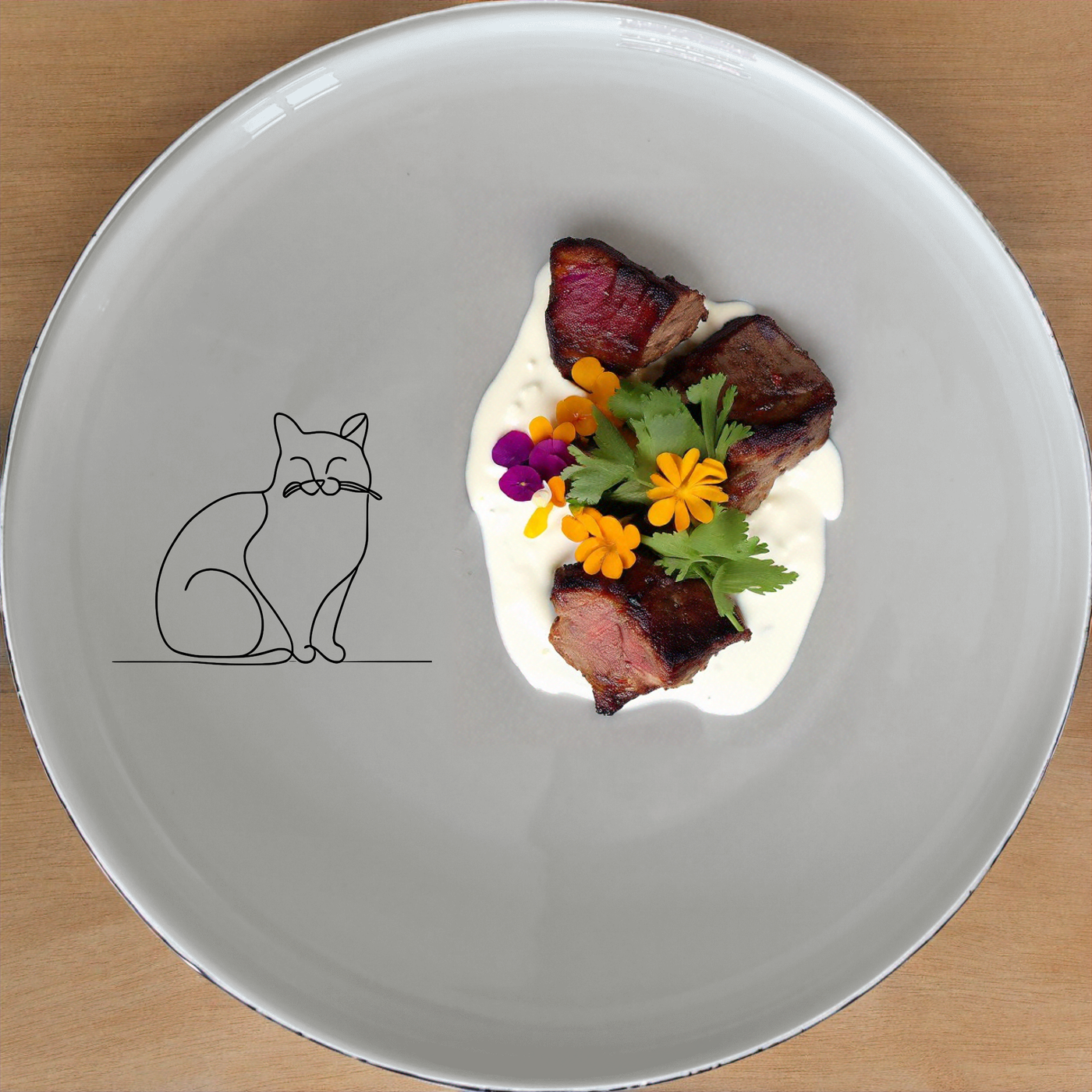 The Elongated Fat Quirky Cat Dinner Set of 12 brings a playful and whimsical touch to your dining table with its charming cat design.