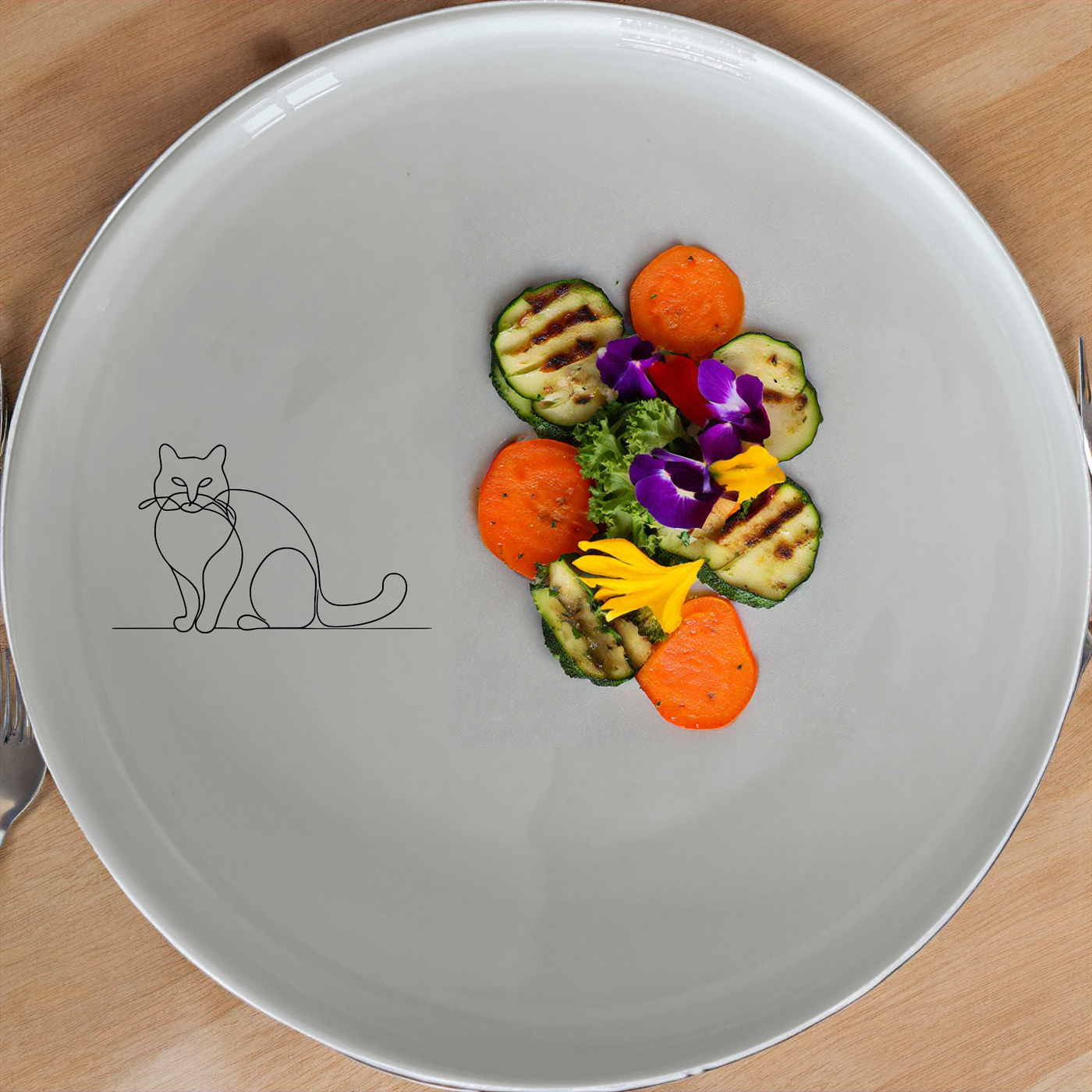 Elongated Fat Quirky Cat Dinner Plate Set of 4 - Range 1 is a charming and stylish addition to any dining set, perfect for cat lovers.