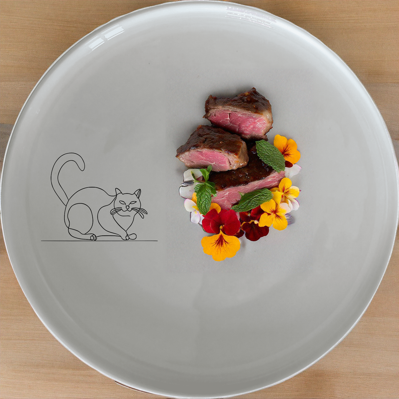 The Grumpy Fat Cat Dinner Set of 12 brings a whimsical touch to your dining table with charming cat illustrations.