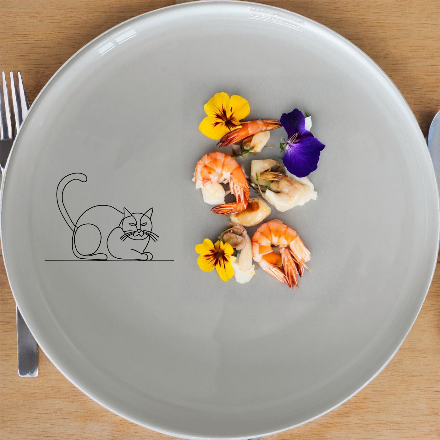 The Grumpy Fat Cat Dinner Set of 12 brings a whimsical touch to your dining experience with charming cat illustrations.