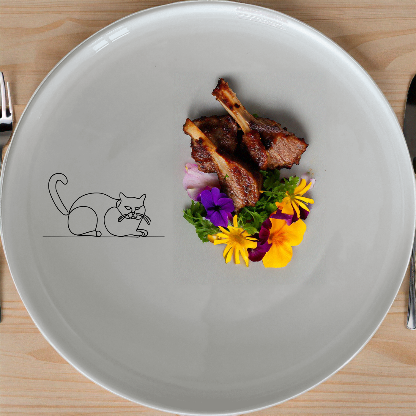 Grumpy Fat Cat Dinner Plate Set of 4 - Range 2 is a charming set of four ceramic dinner plates featuring a grumpy fat cat design. Perfect for adding a touch of humor to your dining table.