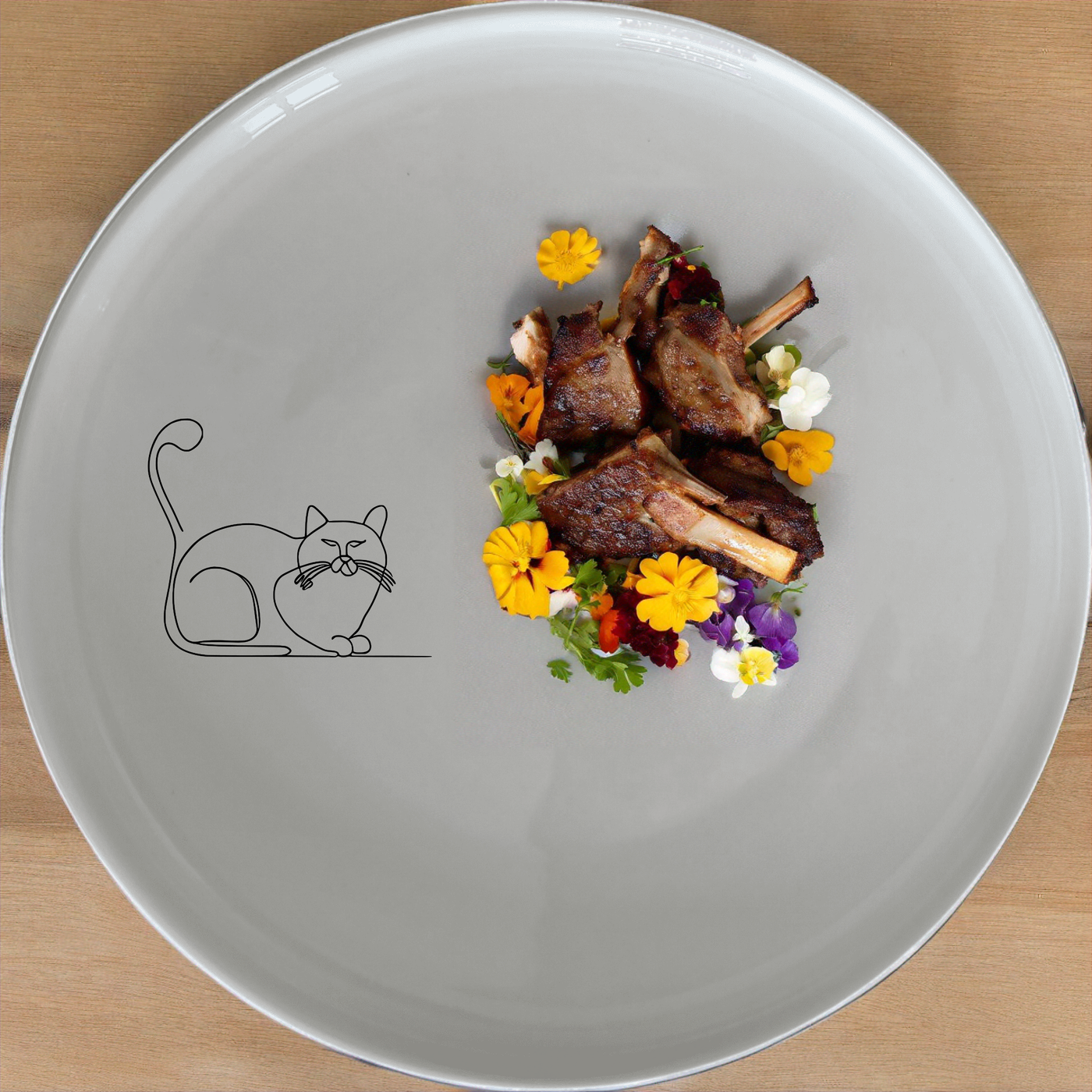 Grumpy Fat Cat Dinner Plate Set of 4 - Range 3 adds a whimsical touch to your dining table with charming cat illustrations.
