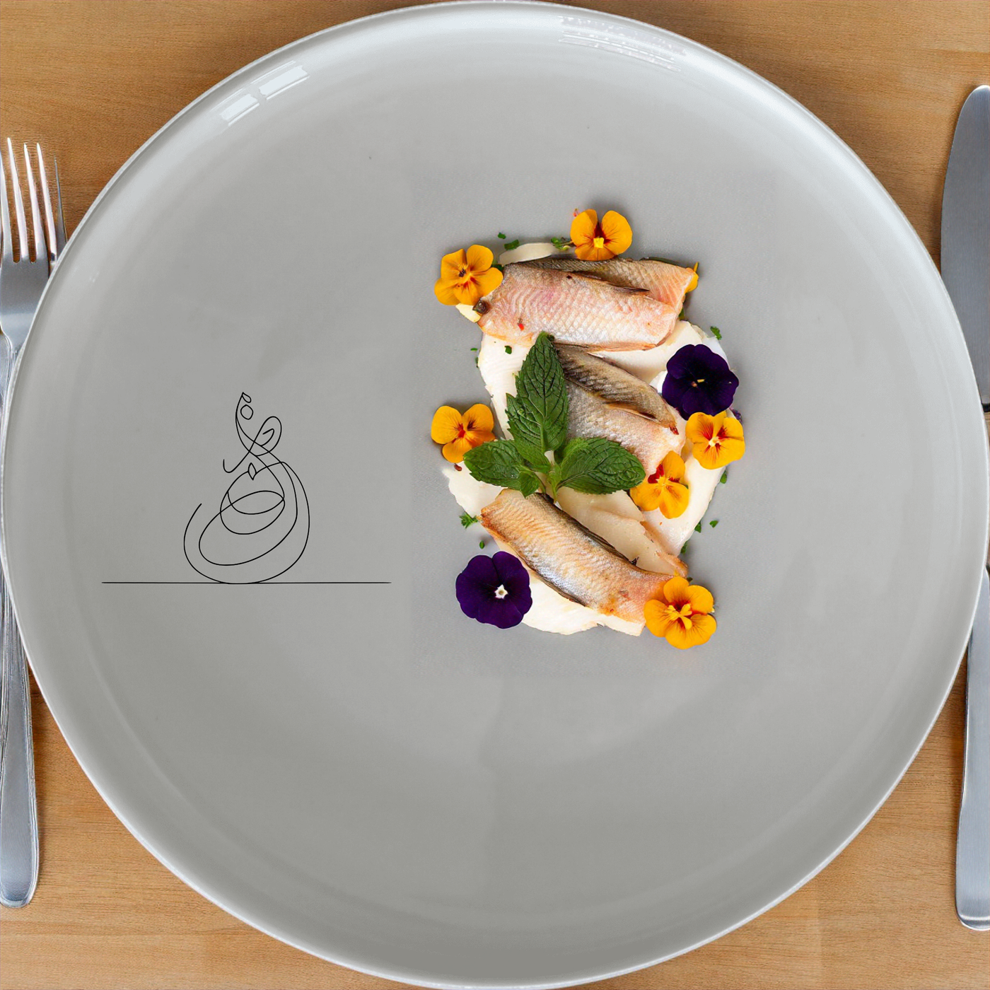 Arabic Calligraphy Ya Bahaul Abha Dinner Set of 12 - Range 4 features elegant Arabic calligraphy design on white ceramic plates, bowls, and side plates for a sophisticated dining experience.