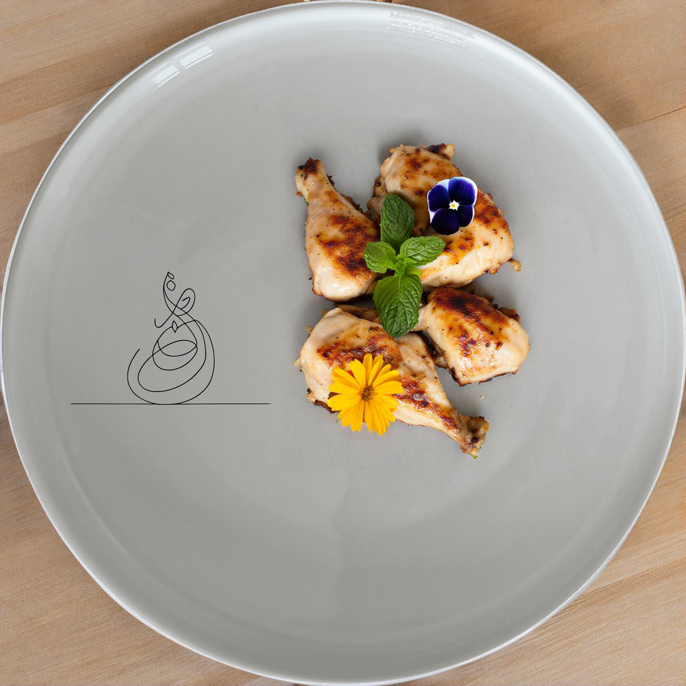 Arabic Calligraphy Side Plate Set of 4 - Range 4 adds an artistic touch to your dining table with elegant Arabic calligraphy design.