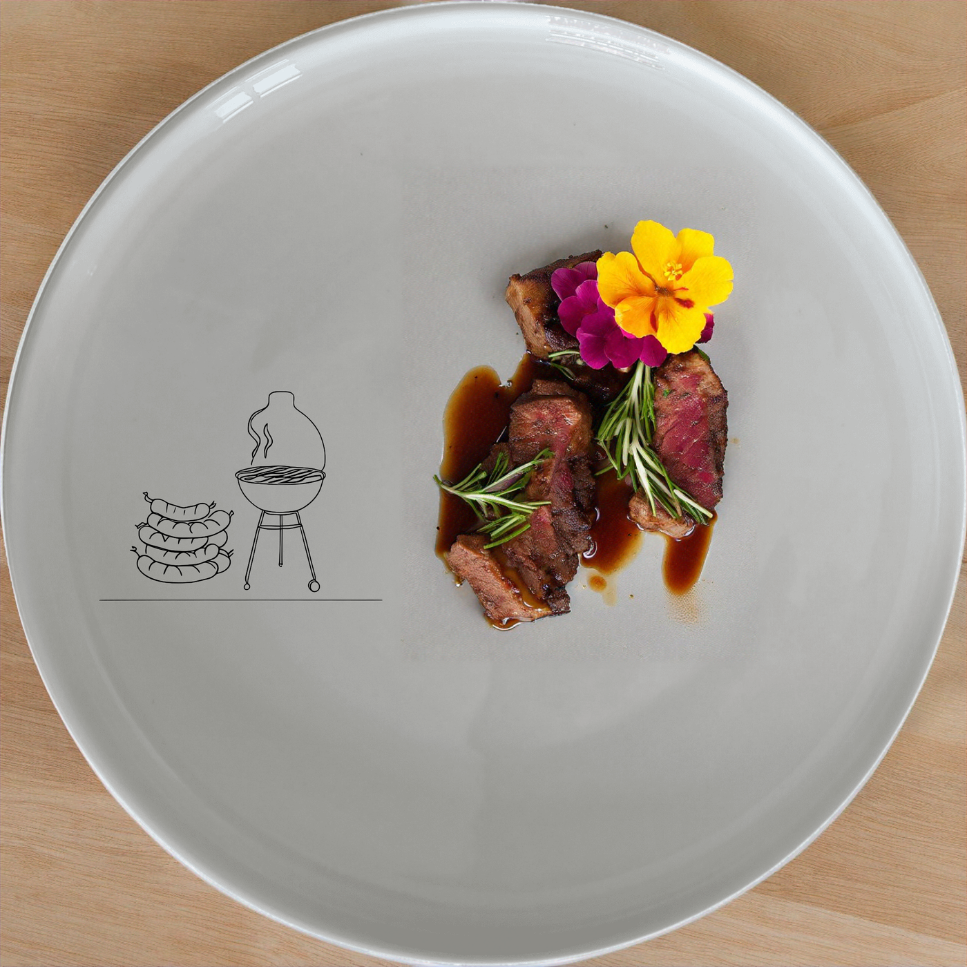 Braai Boerewors Side Plate Set of 4 - Range 3 is a stylish and practical addition to any dining table, perfect for serving grilled meats and more.
