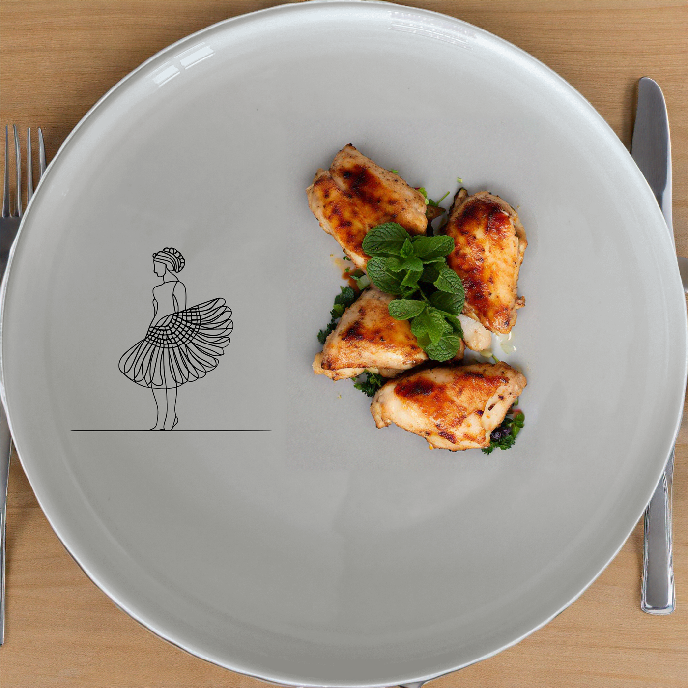 Ballet Dancer Dinner Plate Set of 4 - Range 3 adds elegance to your table setting with its minimalist design.