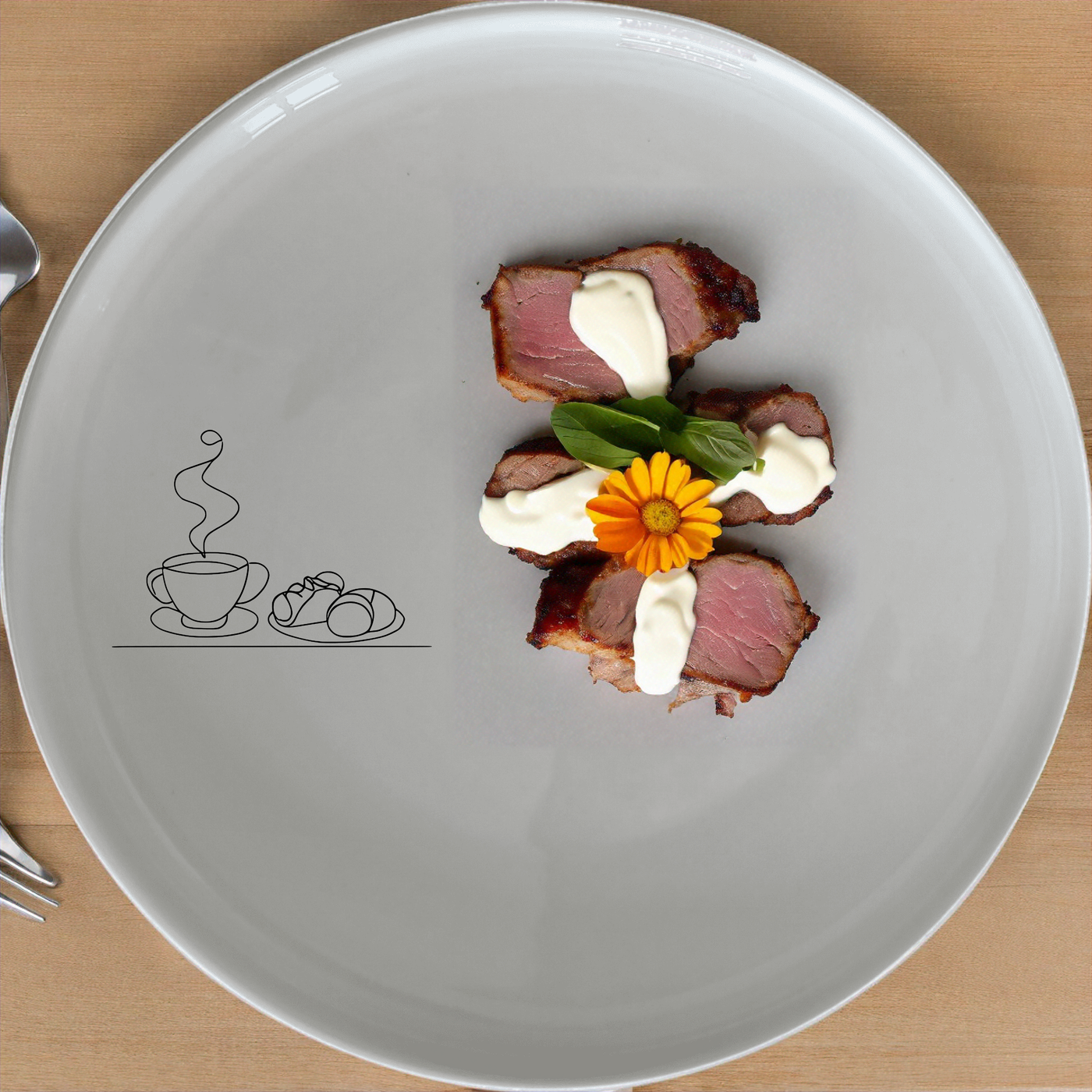 The Coffee and Pastries Dinner Set of 12 brings a touch of elegance to your table with its minimalist design and modern aesthetic.