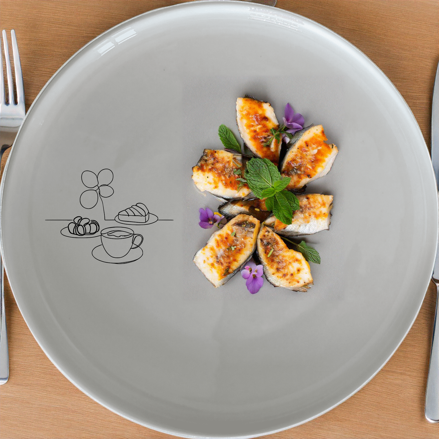 Coffee Pastries Dinner Plate Set of 4 - Range 1 is a stylish and elegant dinner plate set perfect for any dining occasion.