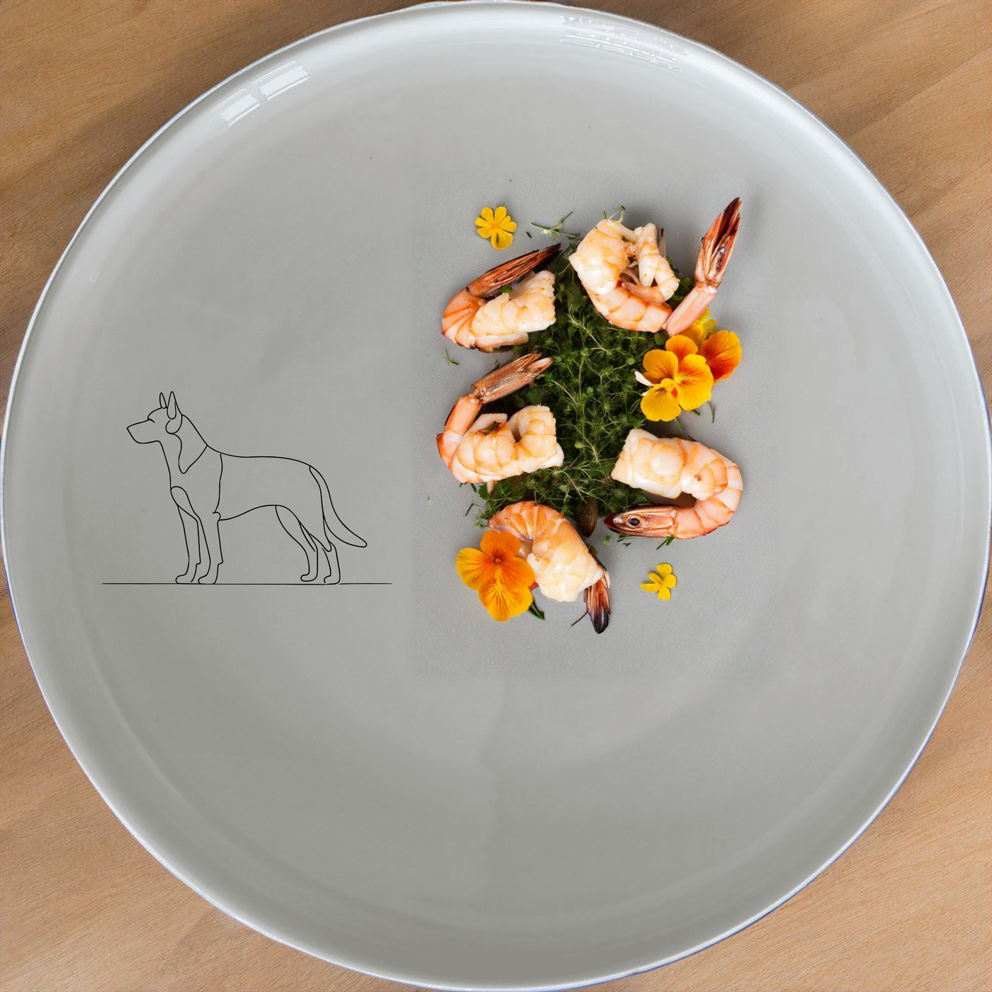 The Dog Breeds Dinnerware Set of 12 - Range 4 features elegant ceramic plates with subtle dog breed illustrations, perfect for pet lovers.