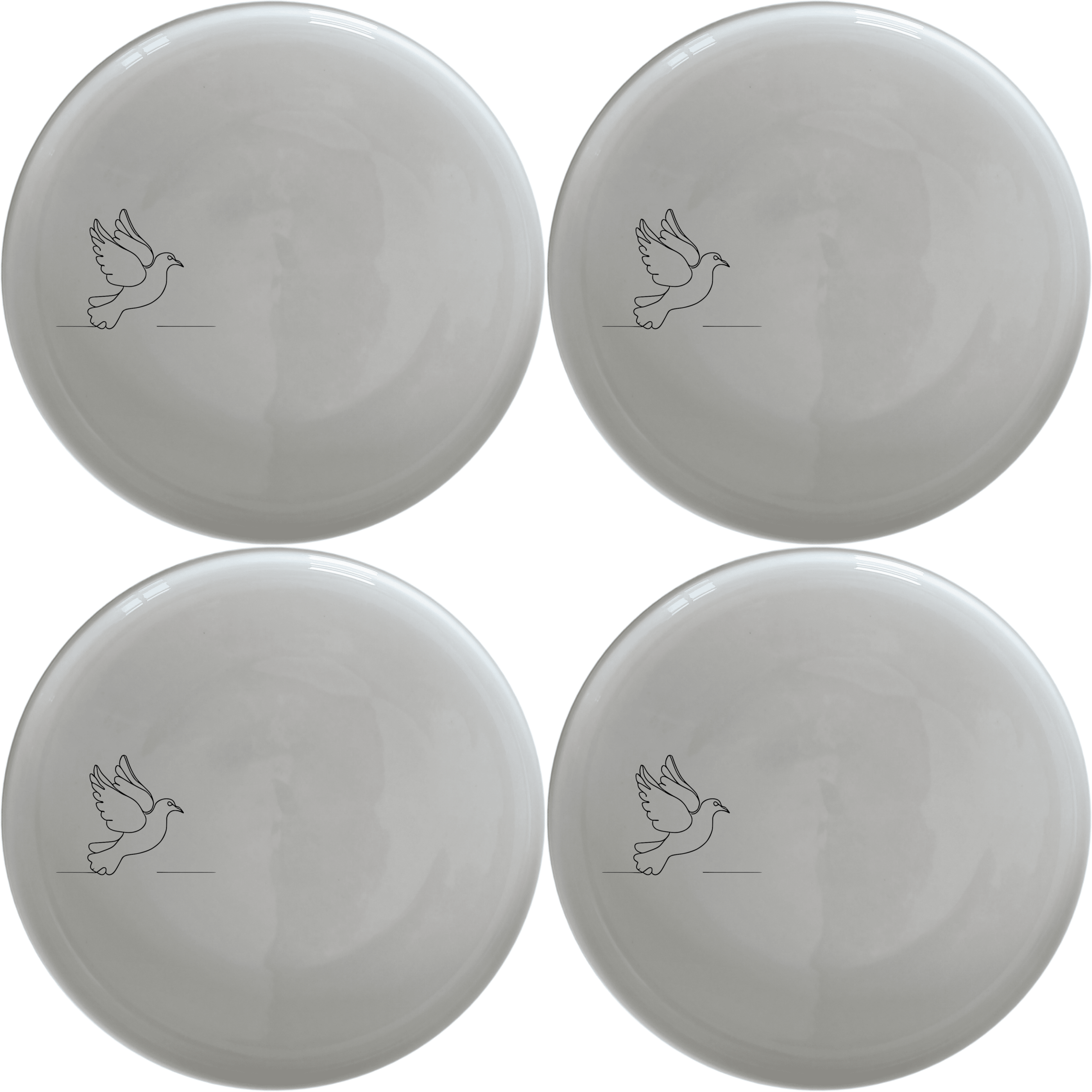 Dove Peace Star Dinner Plate Set of 4 - Range 4 offers a serene and timeless design perfect for any dining occasion.