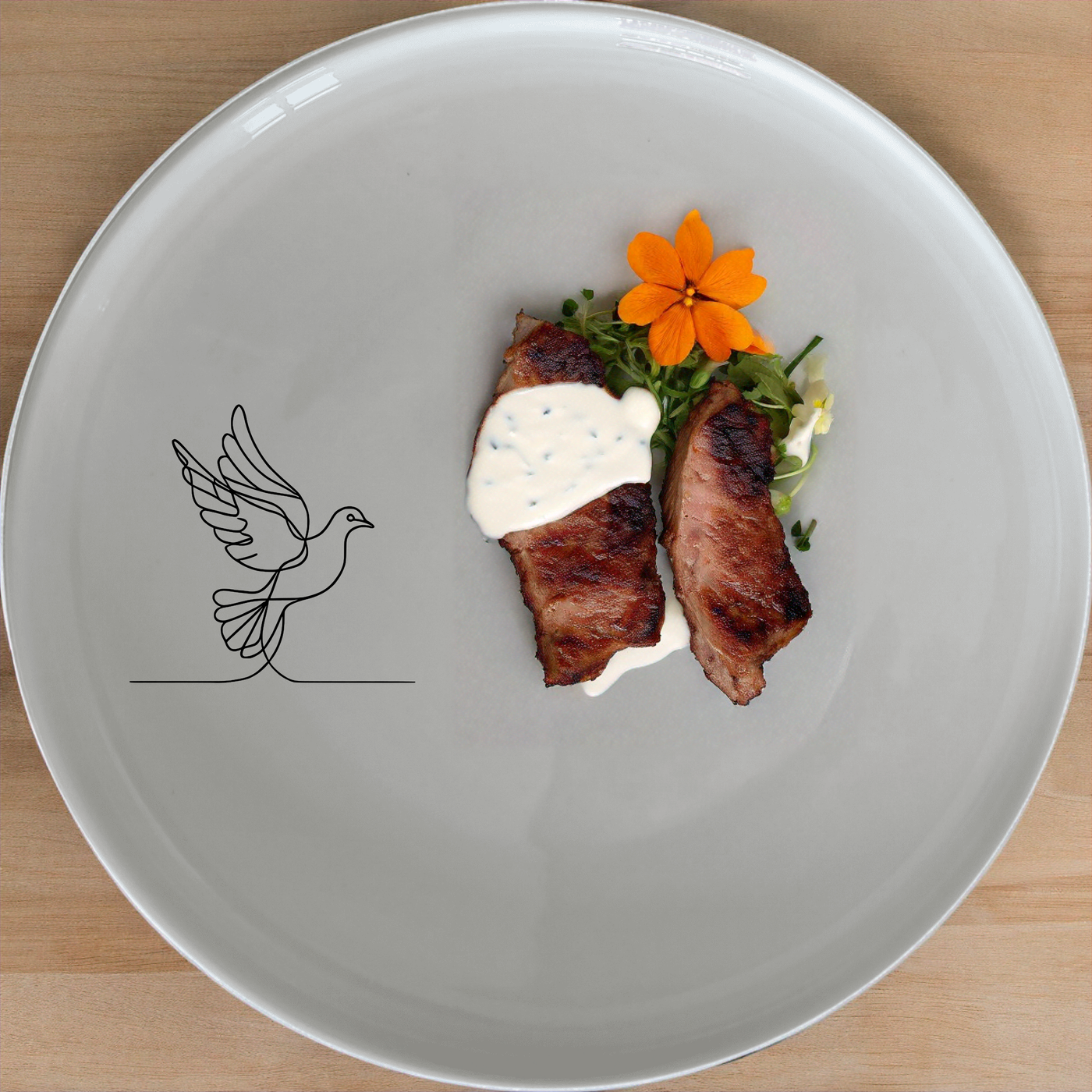 Dove Peace Star Dinner Plate Set of 4 - Range 1 is a beautifully designed set of dinner plates featuring a minimalist dove and star motif. Perfect for everyday use or special occasions.