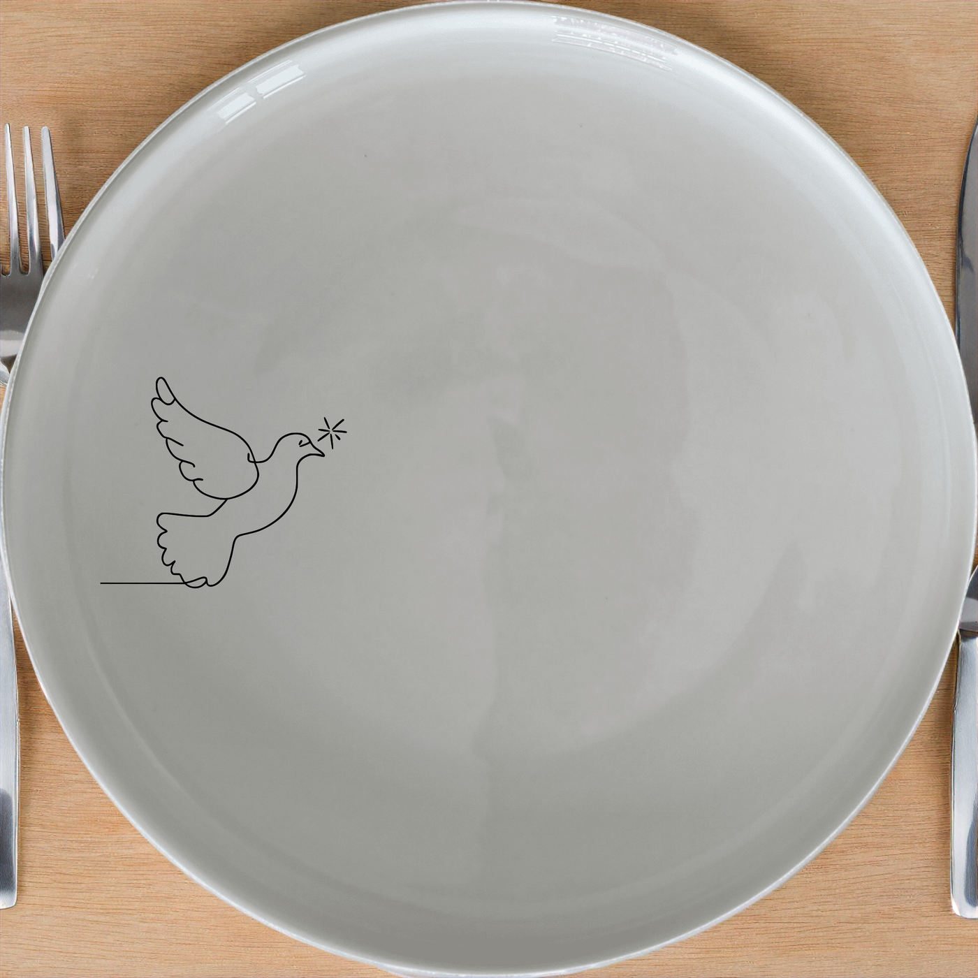The Dove Peace Star Dinner Plate Set of 4 - Range 2 brings a serene and symbolic touch to your dining table. Crafted with precision, these plates feature a minimalist design that embodies tranquility and harmony. Perfect for everyday use or special occasions, this set adds an elegant yet understated charm to any meal.