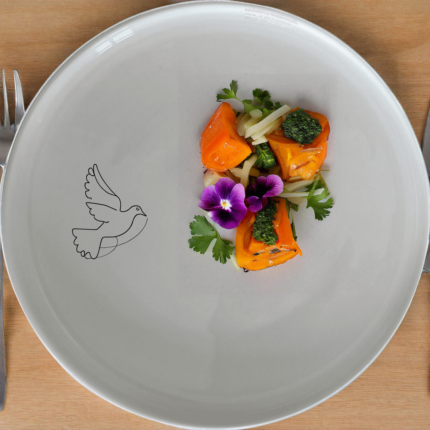 Dove Peace Star Side Plate Set of 4 - Range 3 is a beautiful set of four white ceramic side plates featuring a delicate dove design, perfect for everyday use or special occasions.