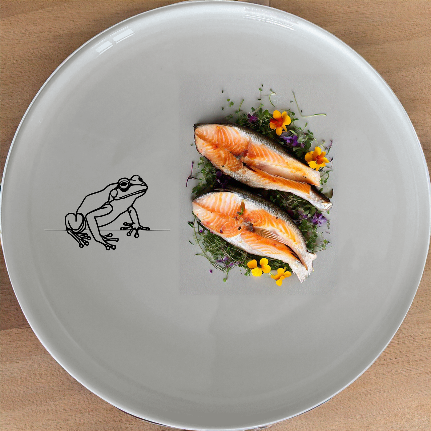 The Frogs Reptiles Dinner Set of 12 combines modern design with whimsical frog illustrations, perfect for everyday use or special occasions.