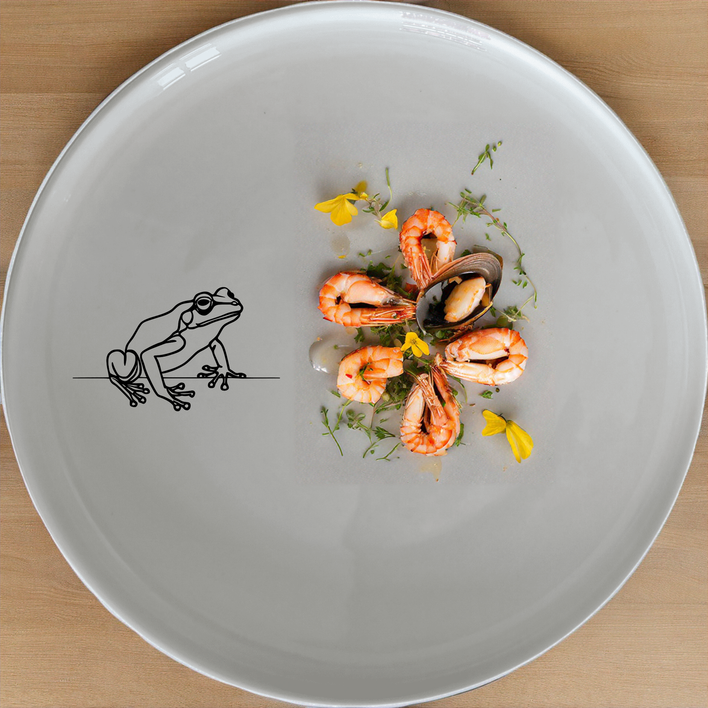 Frogs Reptiles Side Plate Set of 4 - Range 4 is a charming and versatile set of four 21cm side plates featuring a minimalist frog design, perfect for everyday dining or special occasions.