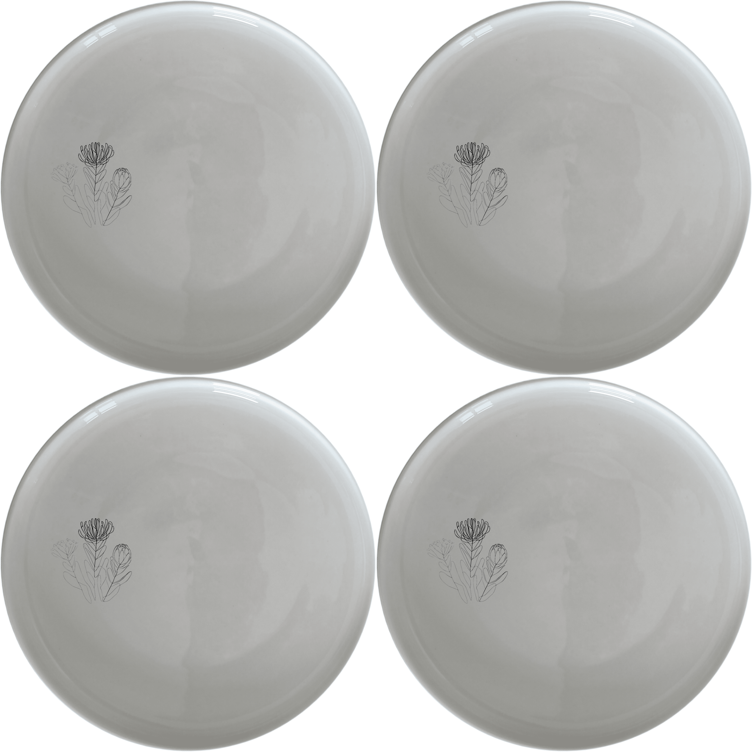 Fynbos Collection Dinner Plate Set of 4 - Range 3 adds a touch of nature to your dining table with elegant botanical designs.