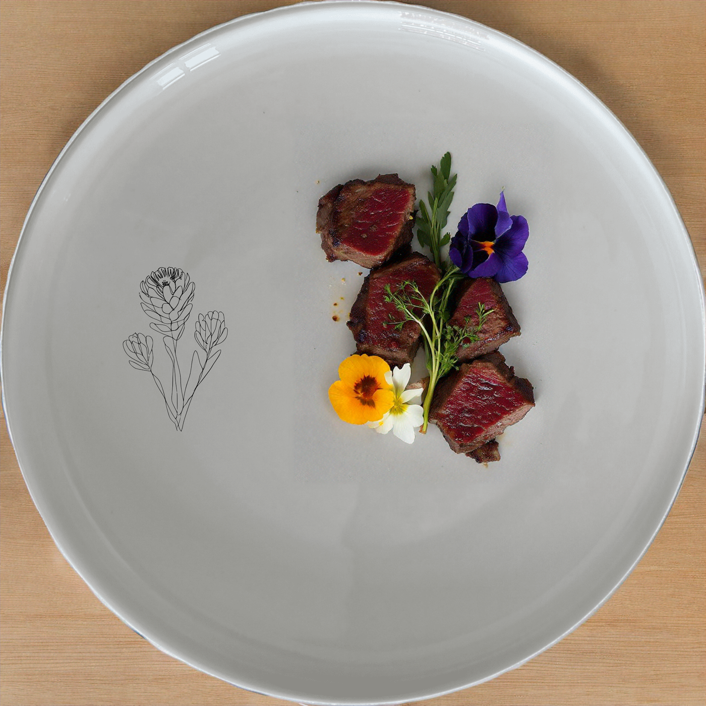 The Fynbos Collection Dinner Set of 12 - Range 4 features elegant ceramic pieces with a subtle botanical design, perfect for any dining occasion.