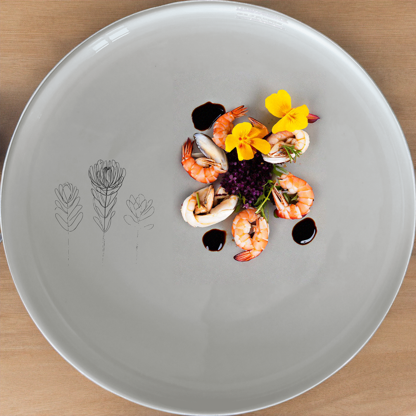 Fynbos Collection Side Plate Set of 4 - Range 2 adds a touch of nature to your dining table with delicate botanical illustrations.